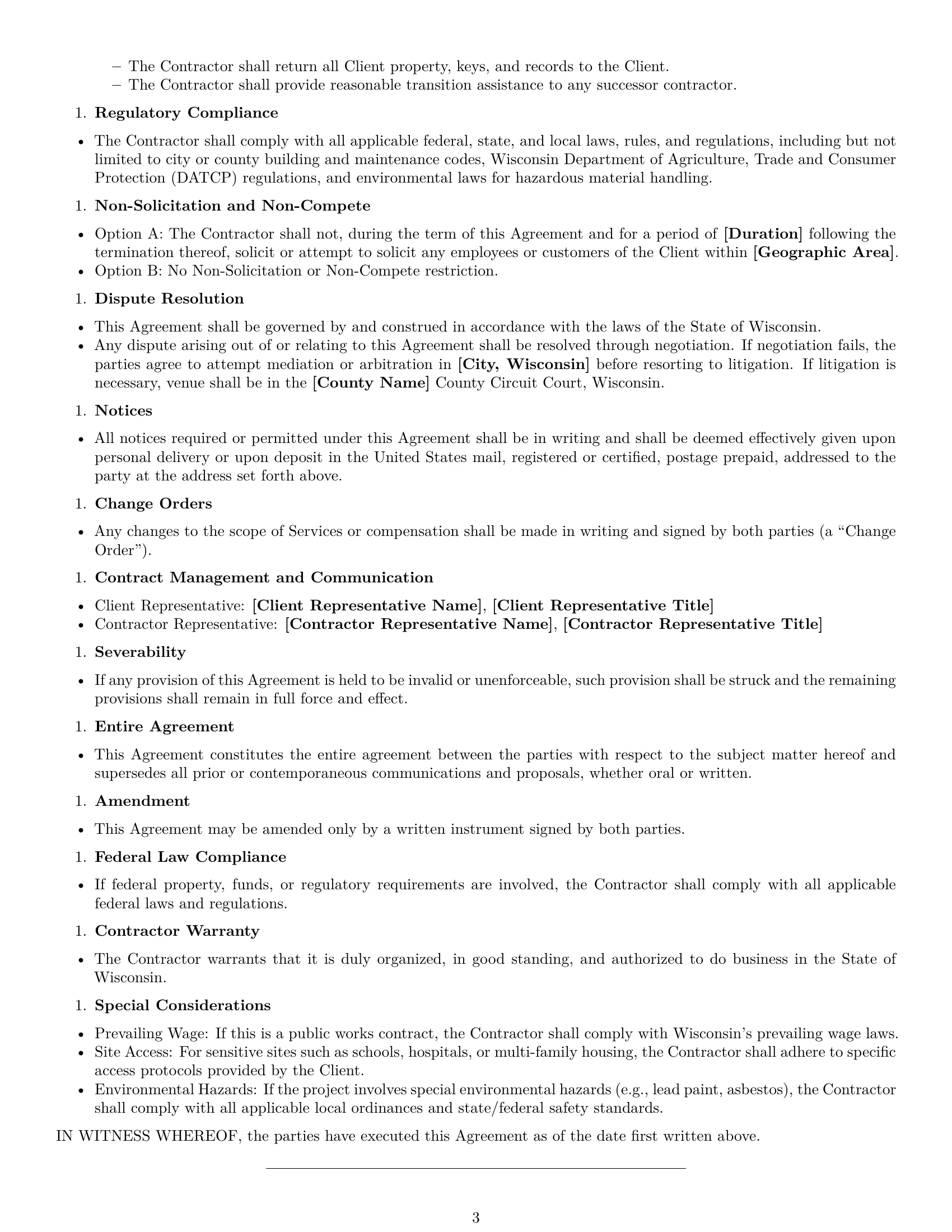Preview page 3 of Free Wisconsin maintenance independent contractor agreement template