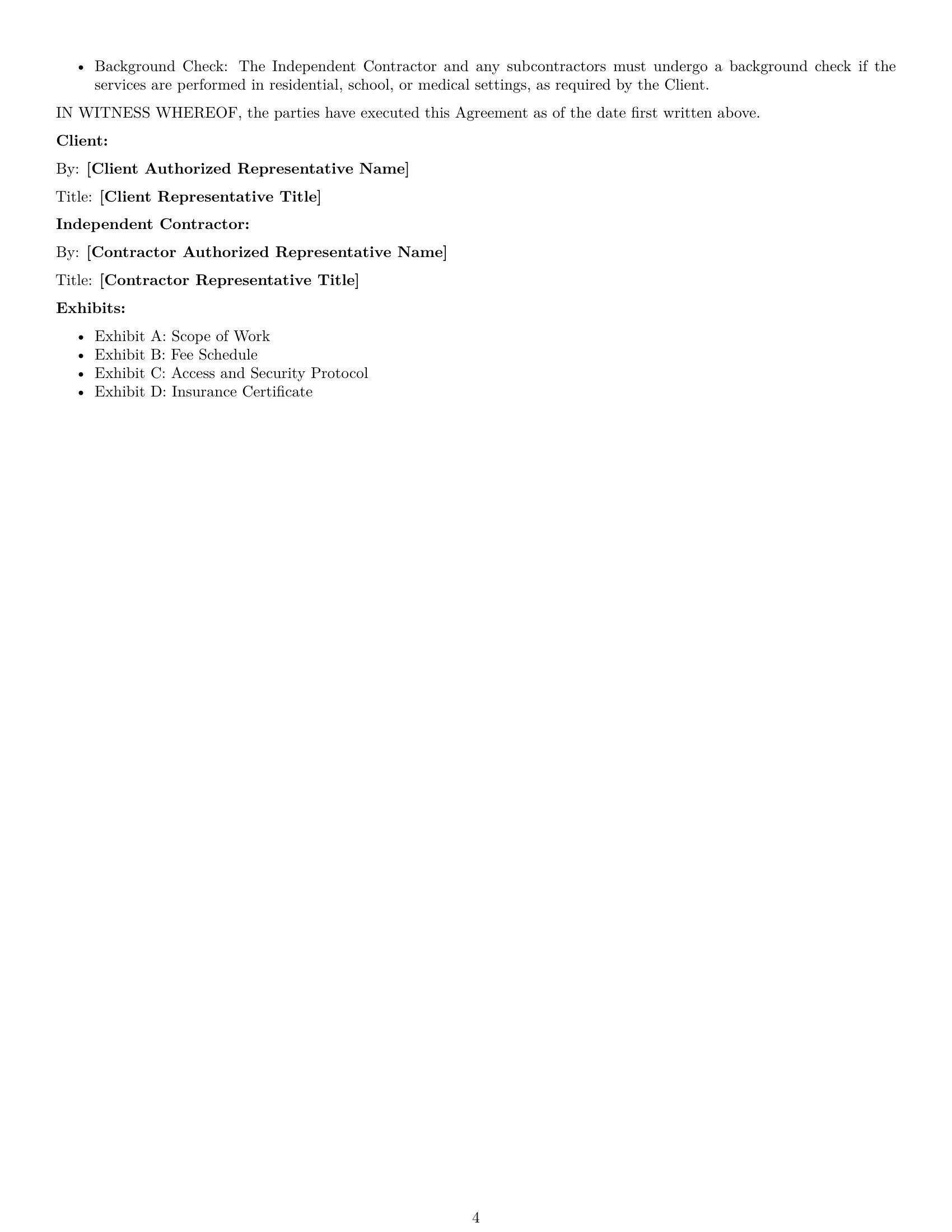Preview page 4 of Free Wyoming maintenance independent contractor agreement template