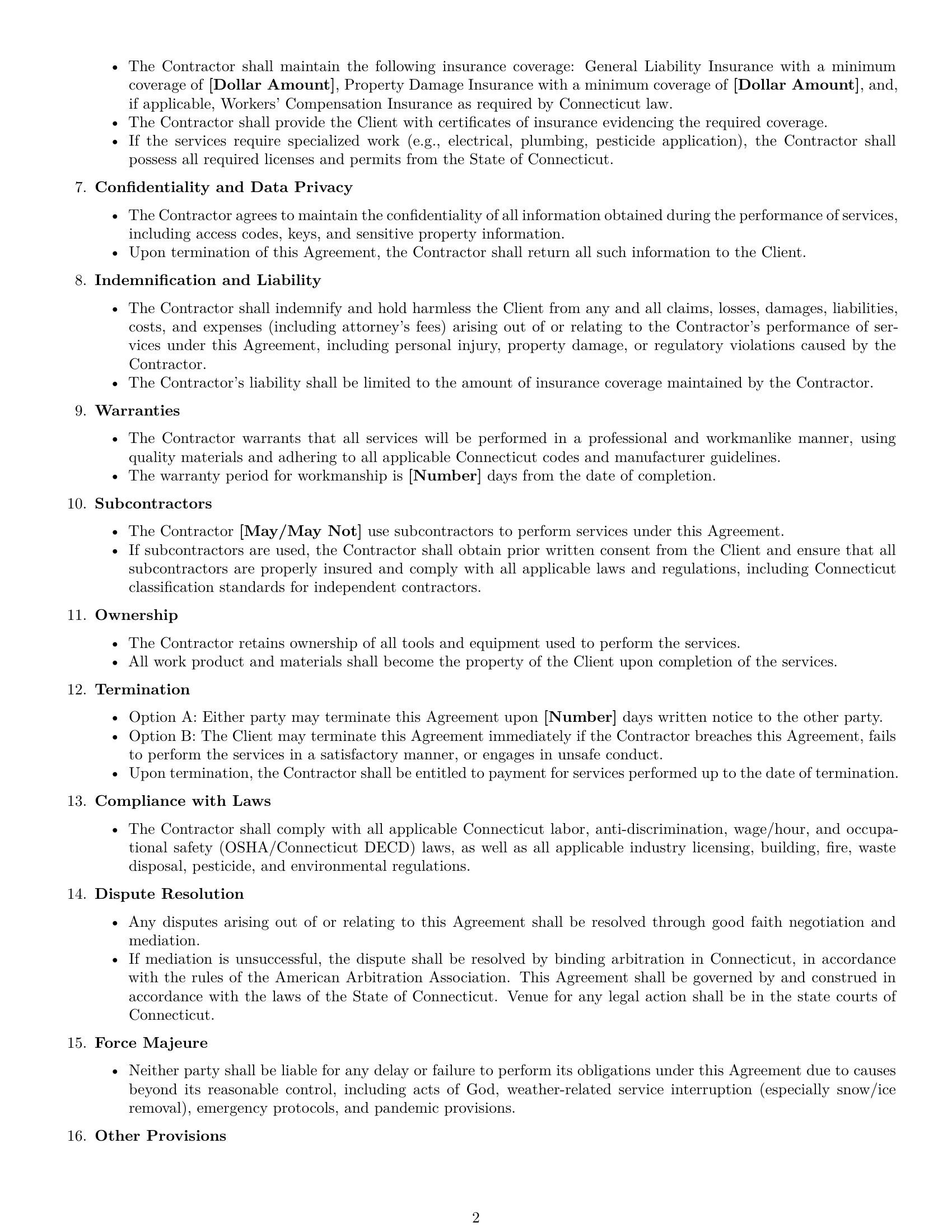 Preview page 2 of Free Connecticut maintenance independent contractor agreement template
