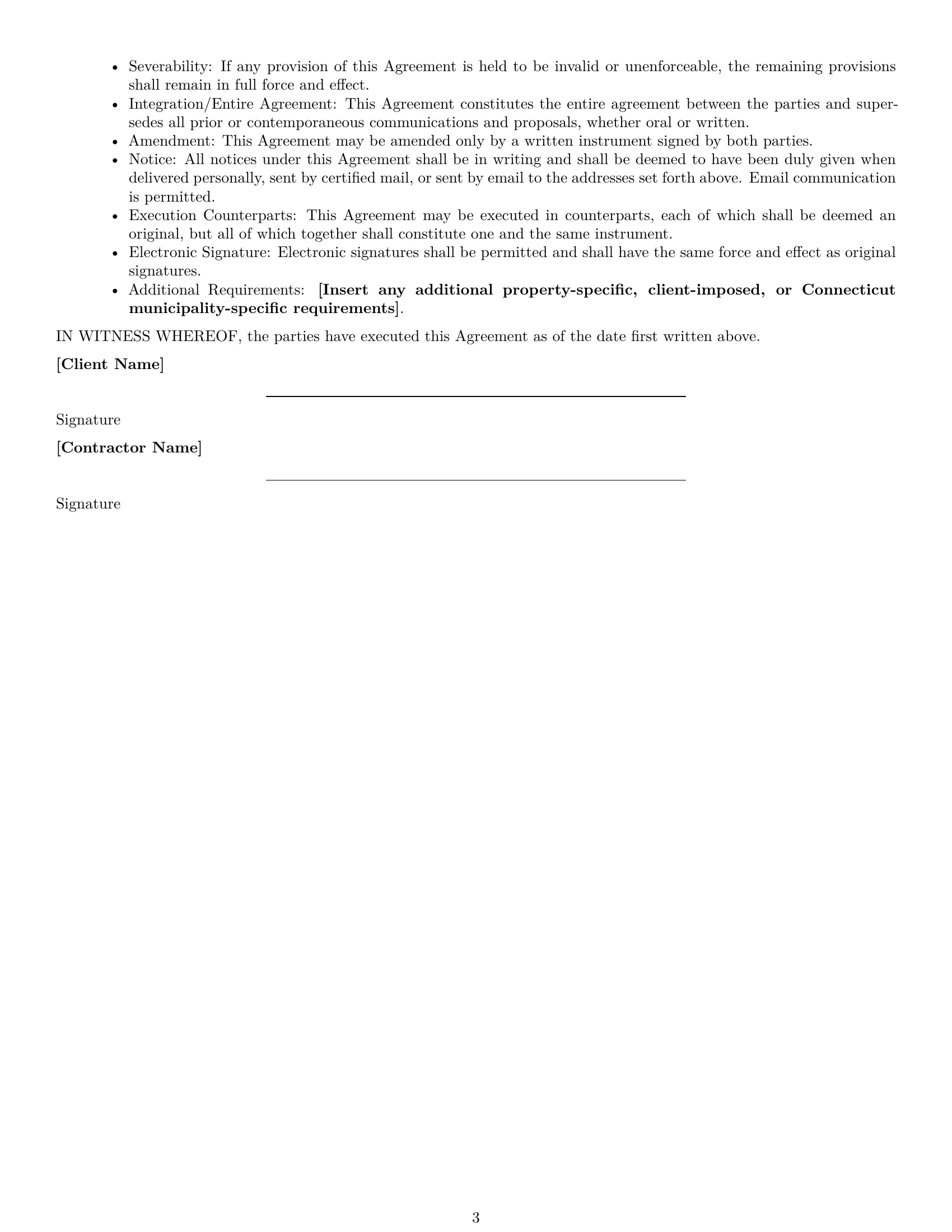 Preview page 3 of Free Connecticut maintenance independent contractor agreement template