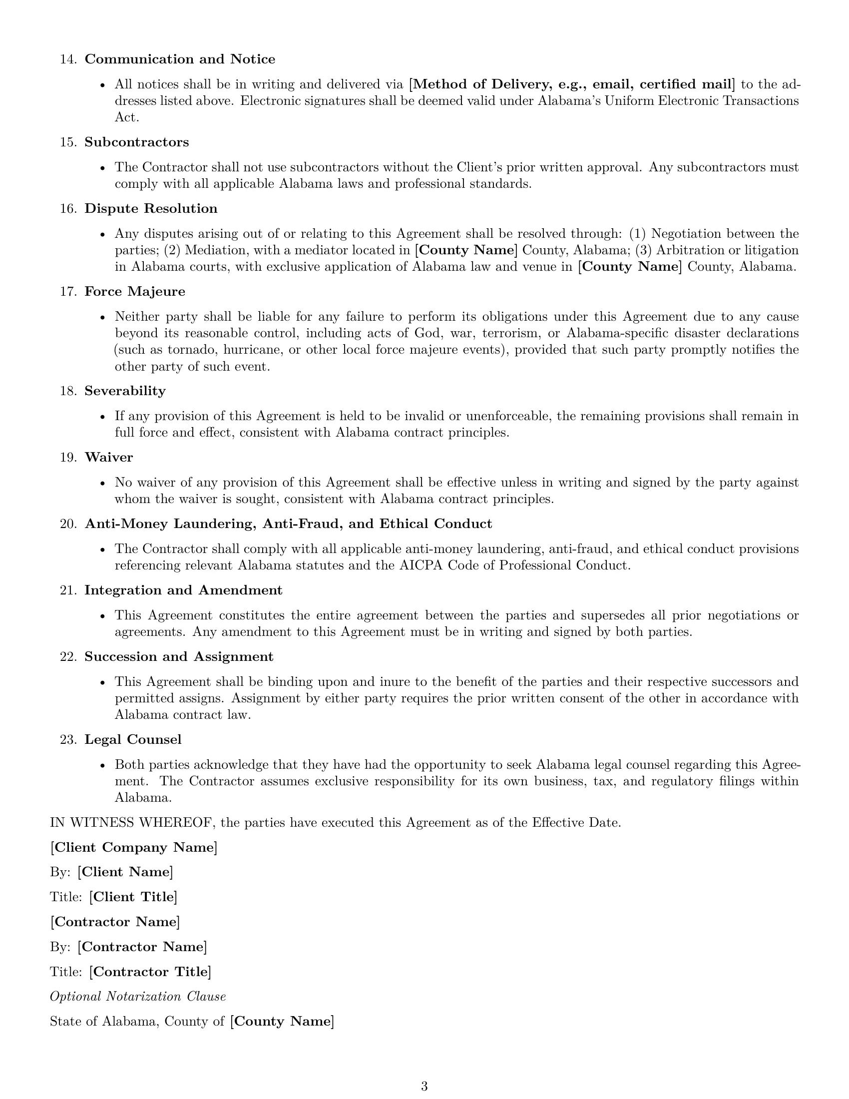 Preview page 3 of Free Alabama accounting independent contractor agreement template