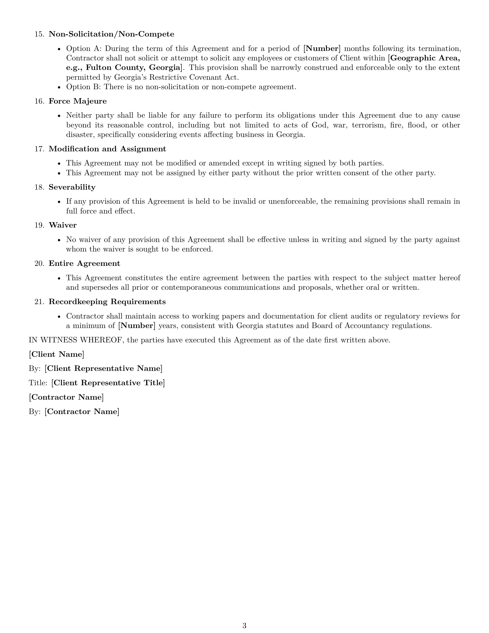 Preview page 3 of Free Georgia accounting independent contractor agreement template