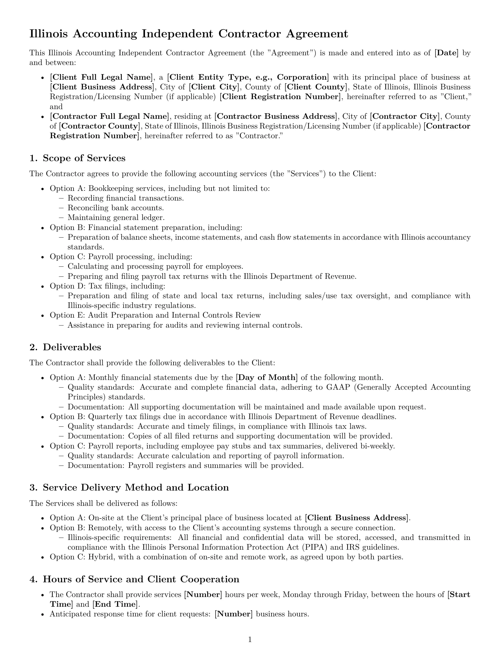 Preview page 1 of Free Illinois accounting independent contractor agreement template