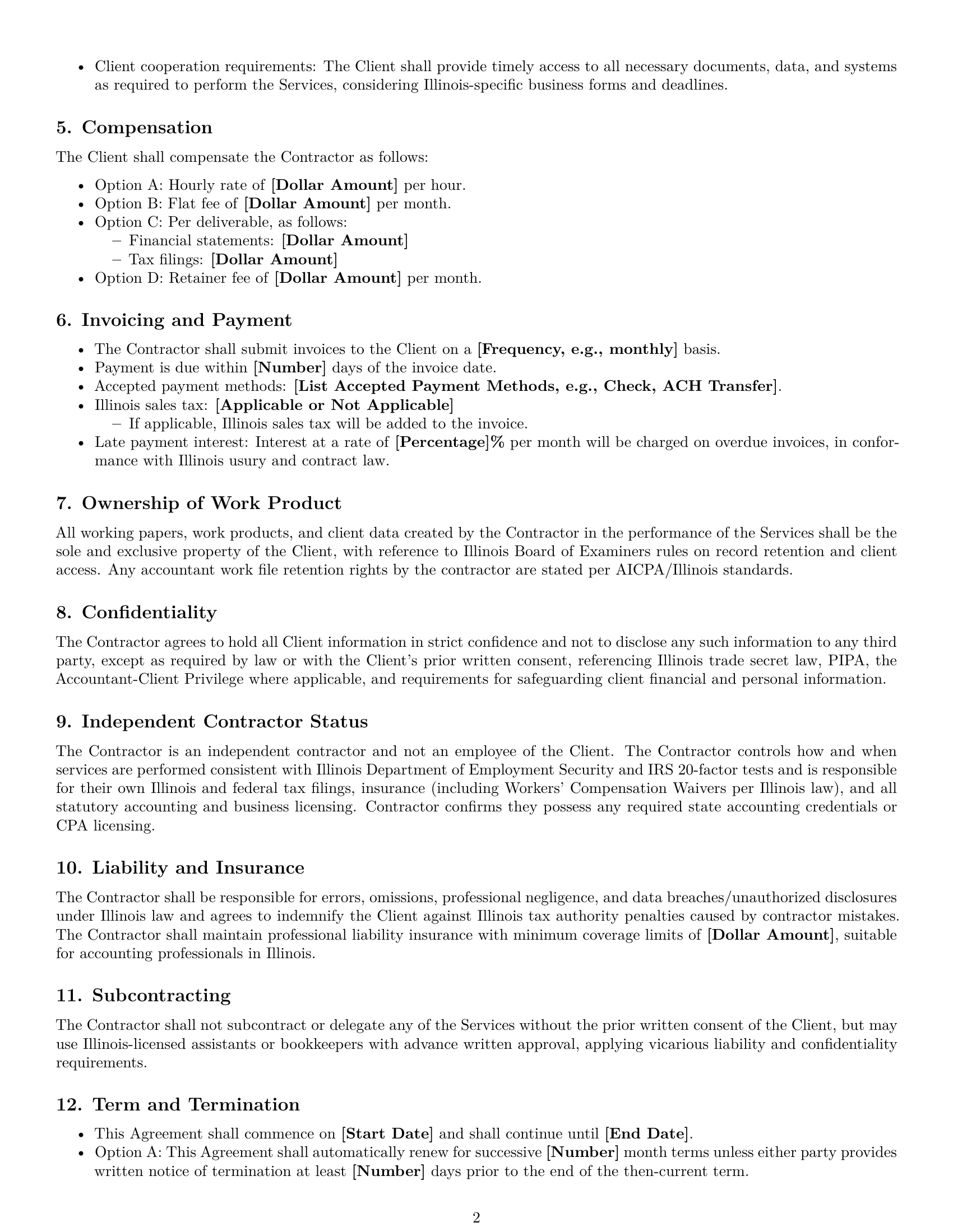 Preview page 2 of Free Illinois accounting independent contractor agreement template
