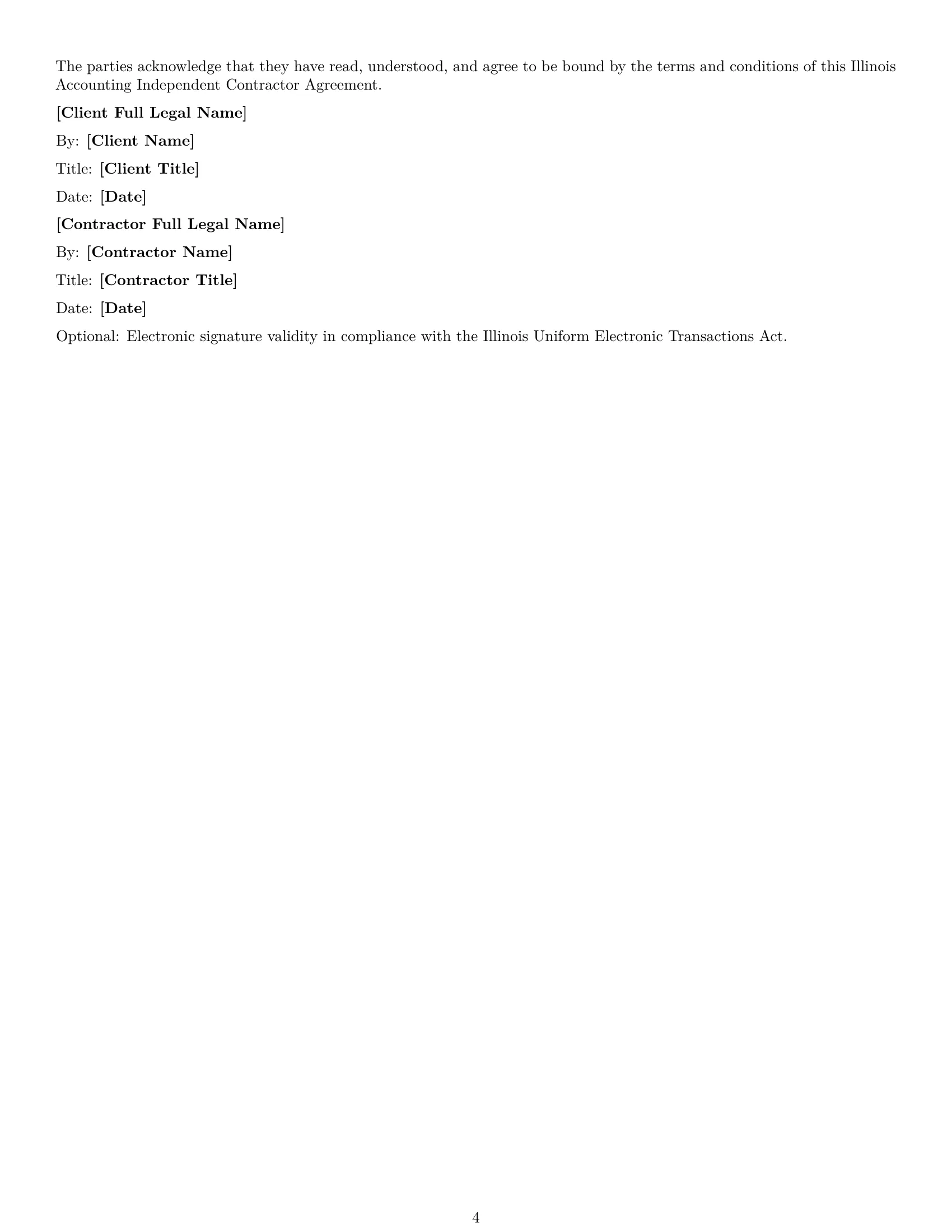 Preview page 4 of Free Illinois accounting independent contractor agreement template