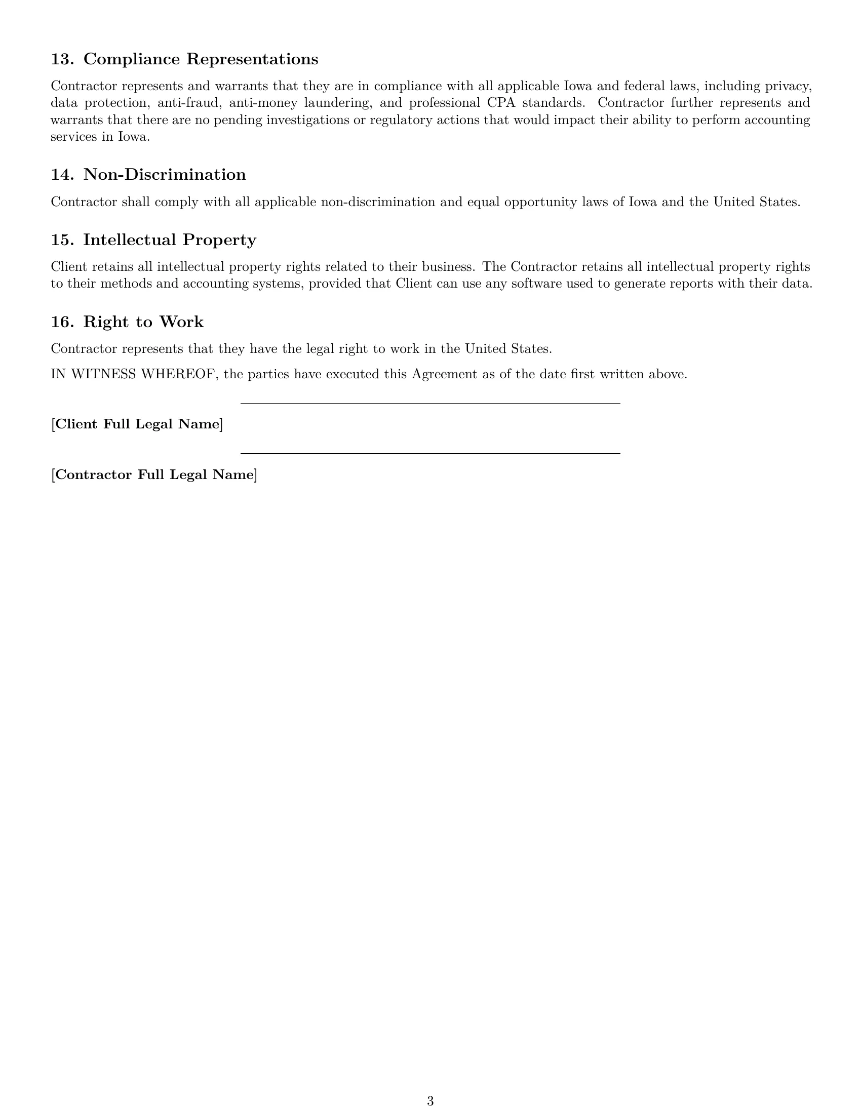 Preview page 3 of Free Iowa accounting independent contractor agreement template