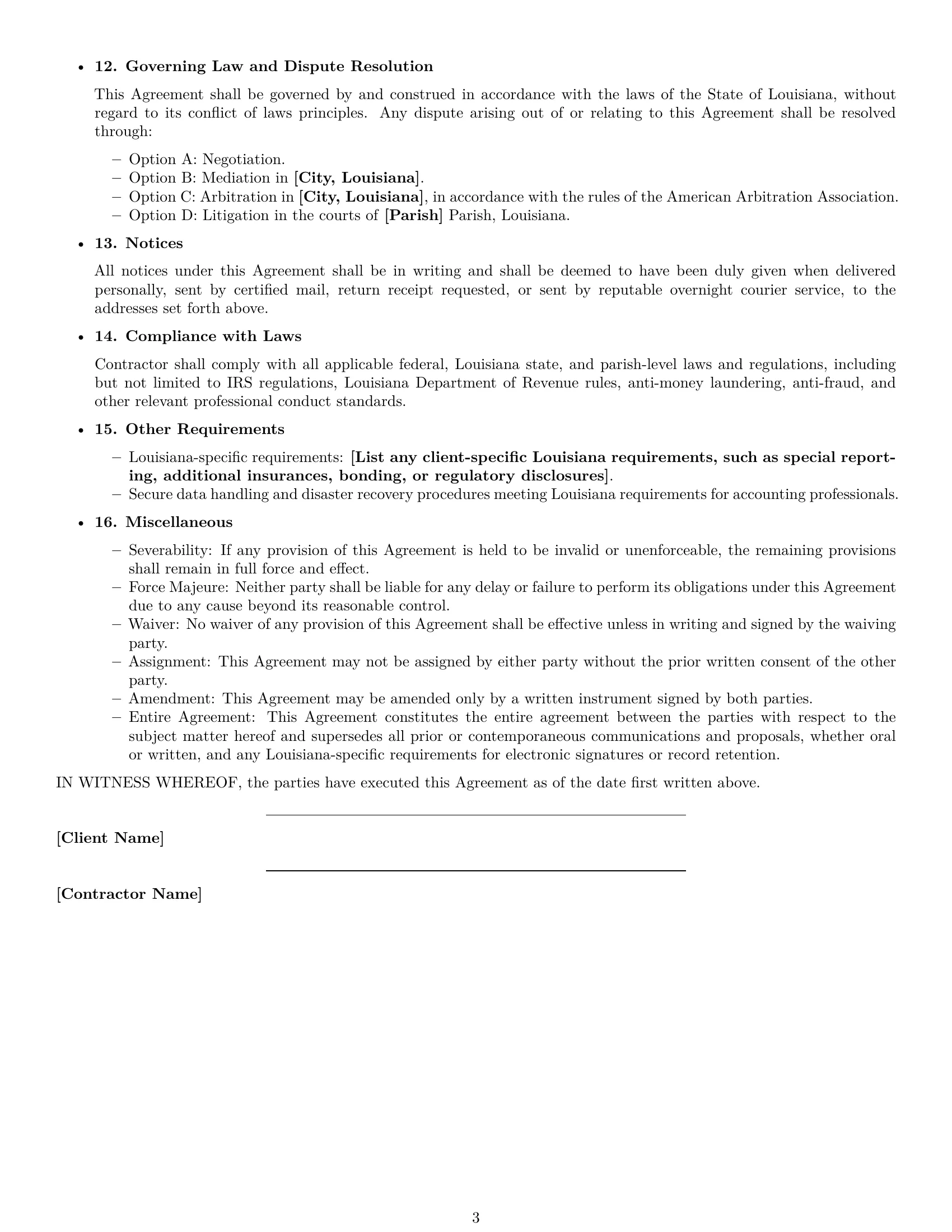 Preview page 3 of Free Louisiana accounting independent contractor agreement template