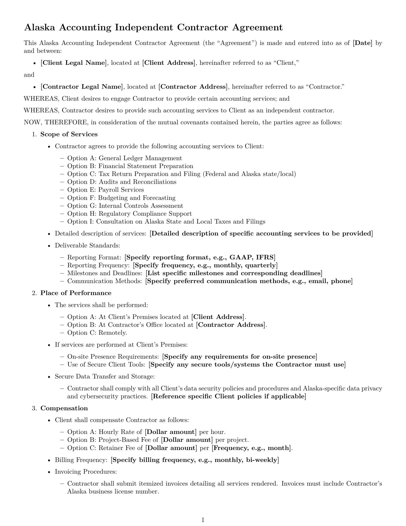 Preview page 1 of Free Alaska accounting independent contractor agreement template