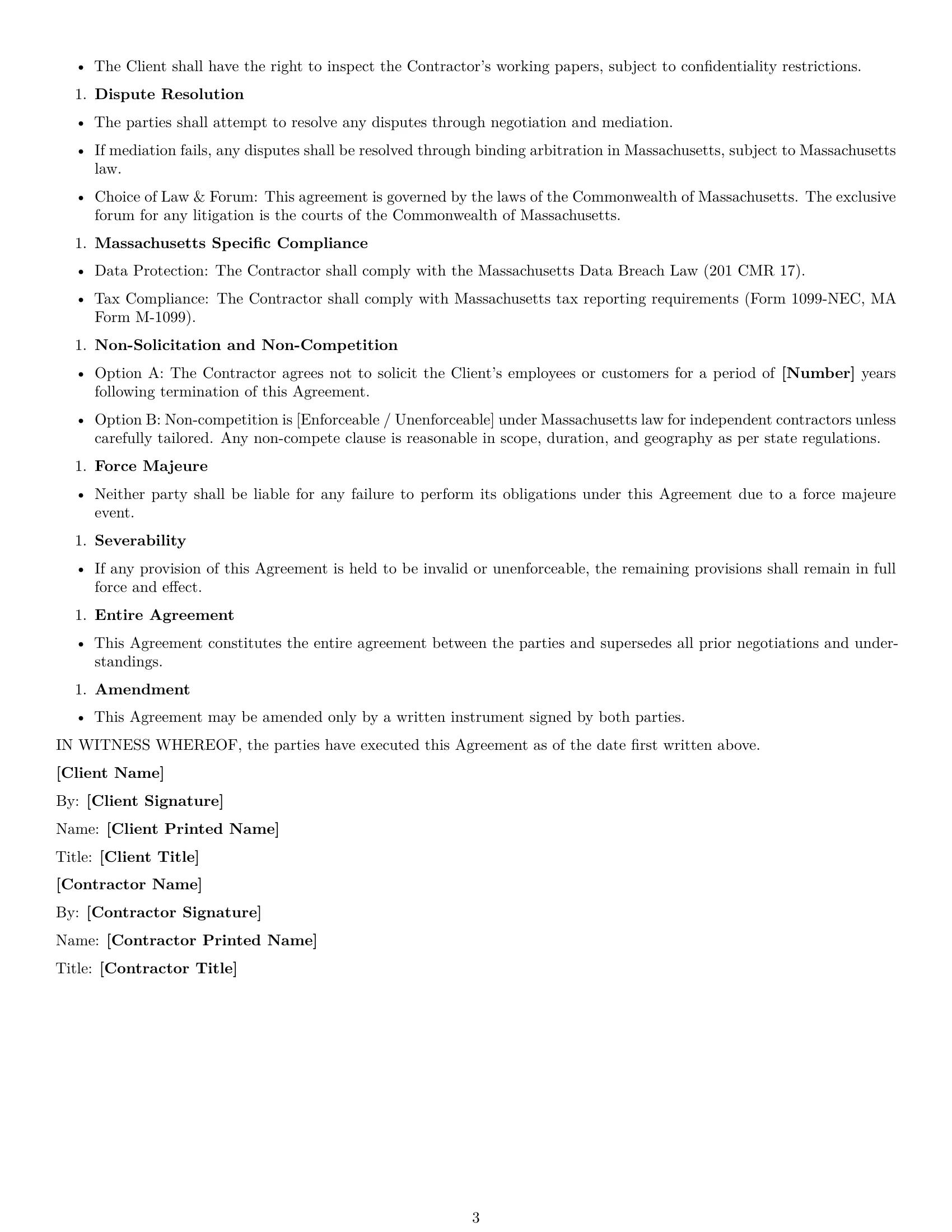Preview page 3 of Free Massachusetts accounting independent contractor agreement template