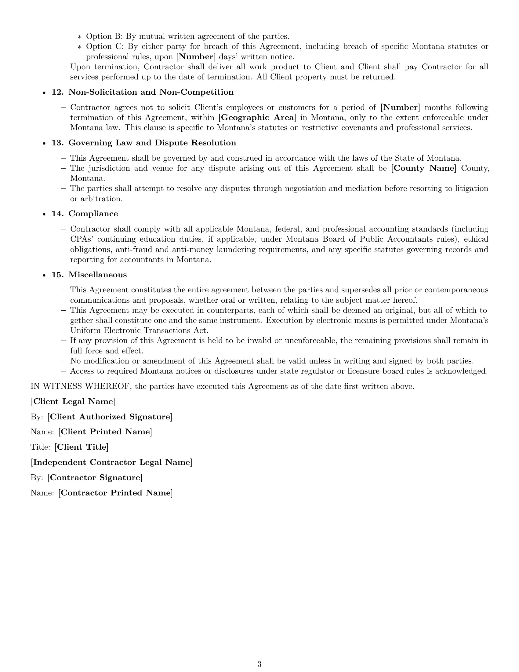 Preview page 3 of Free Montana accounting independent contractor agreement template