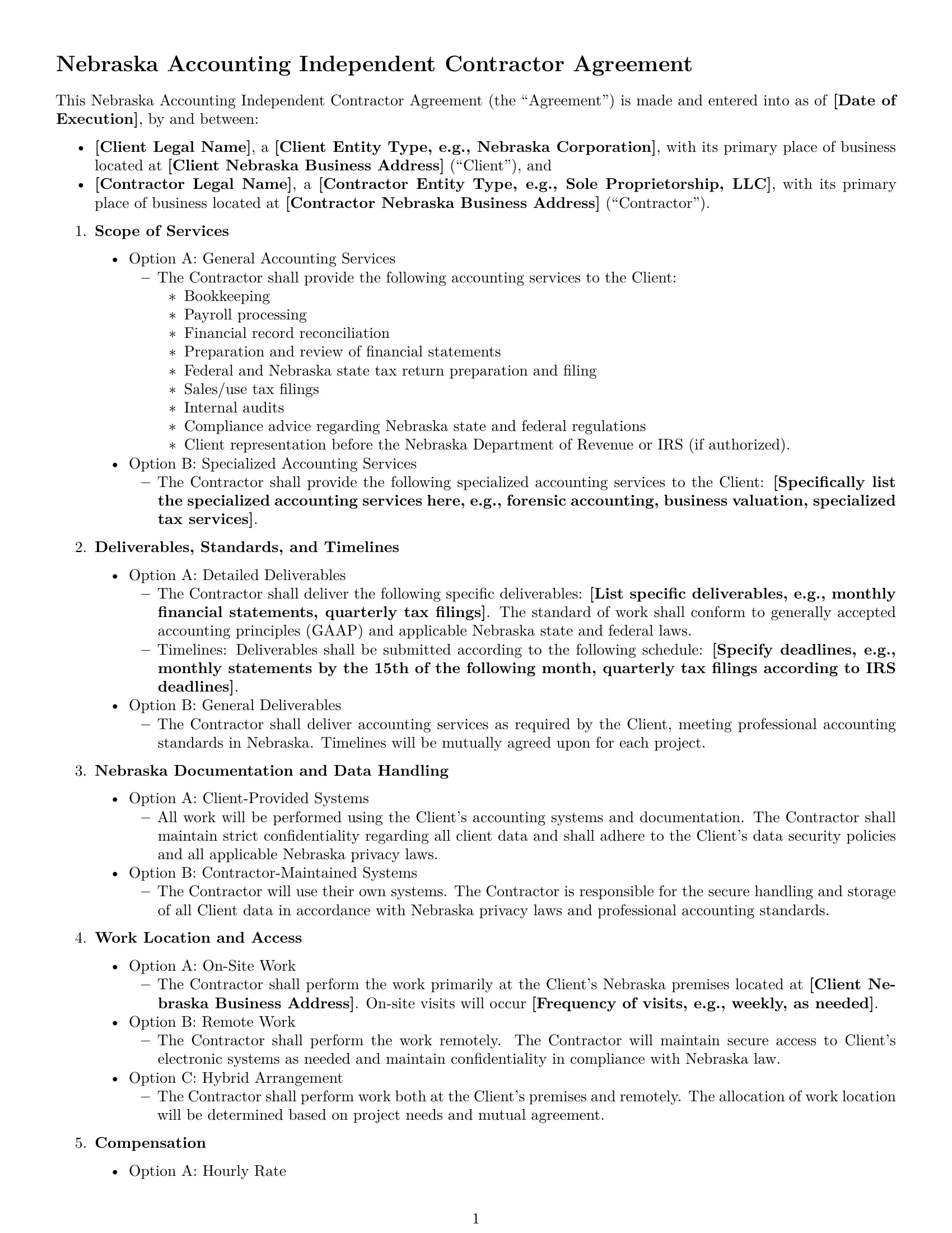 Preview page 1 of Free Nebraska accounting independent contractor agreement template