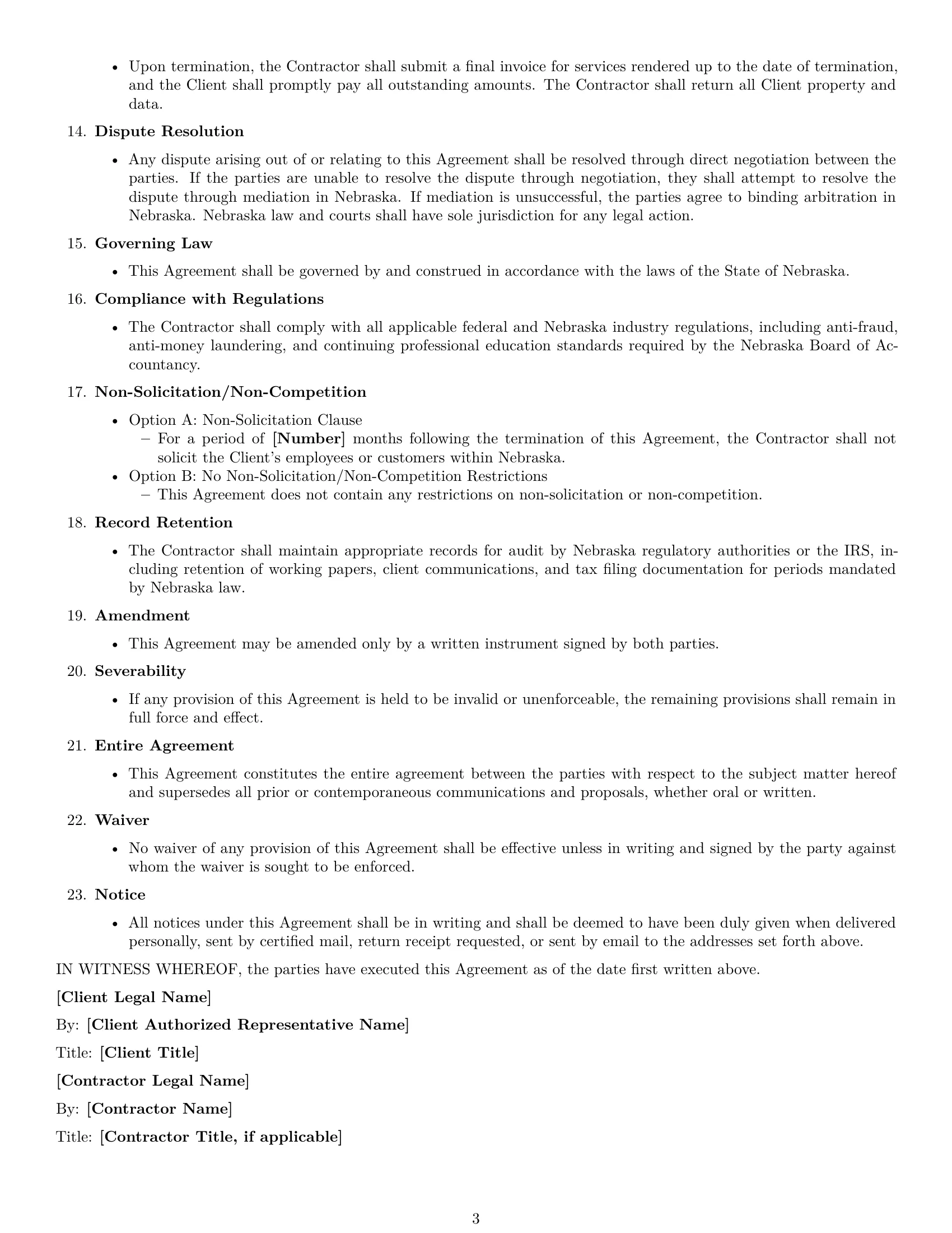 Preview page 3 of Free Nebraska accounting independent contractor agreement template