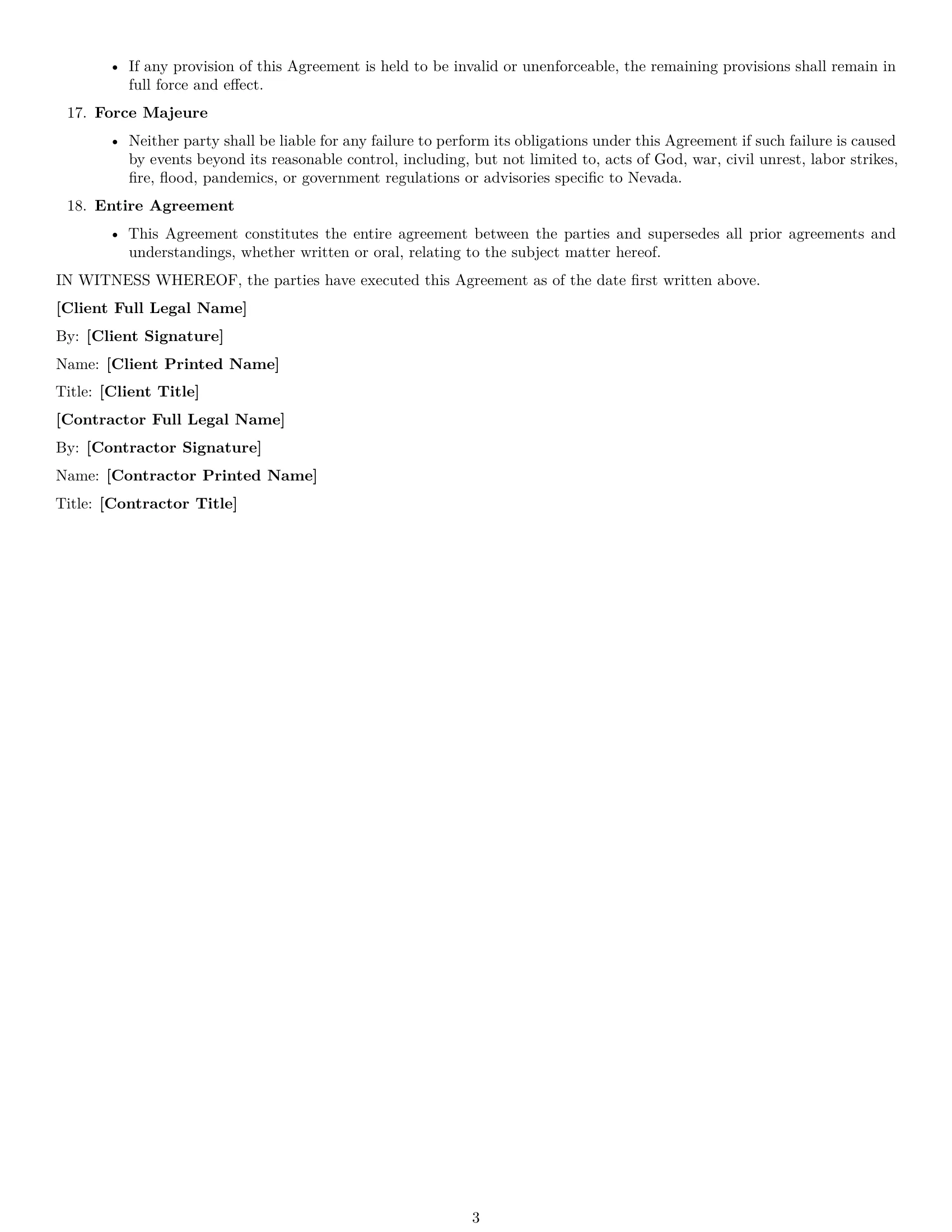 Preview page 3 of Free Nevada accounting independent contractor agreement template