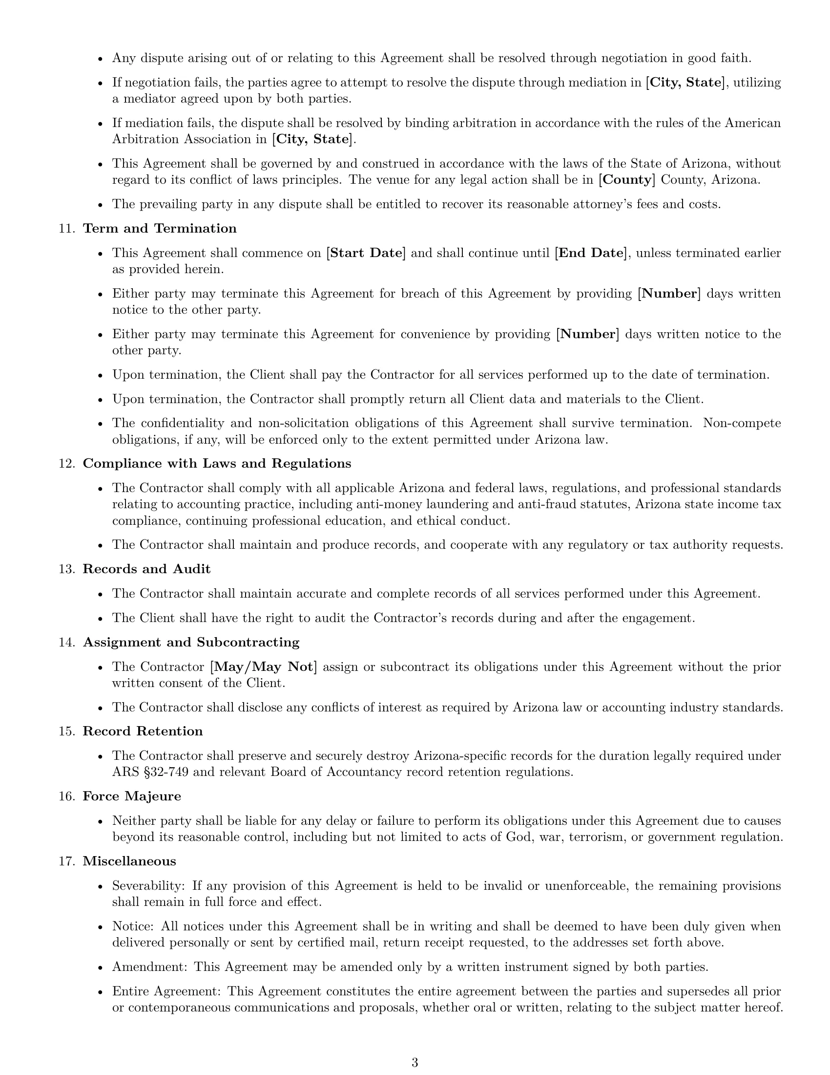 Preview page 3 of Free Arizona accounting independent contractor agreement template