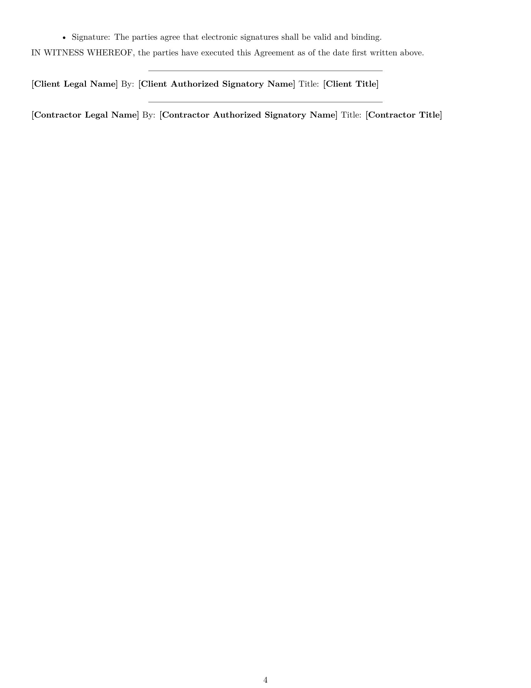 Preview page 4 of Free Arizona accounting independent contractor agreement template