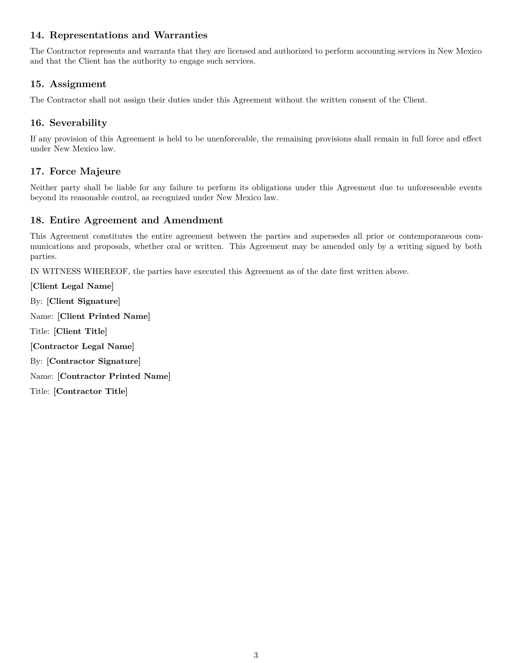 Preview page 3 of Free New Mexico accounting independent contractor agreement template