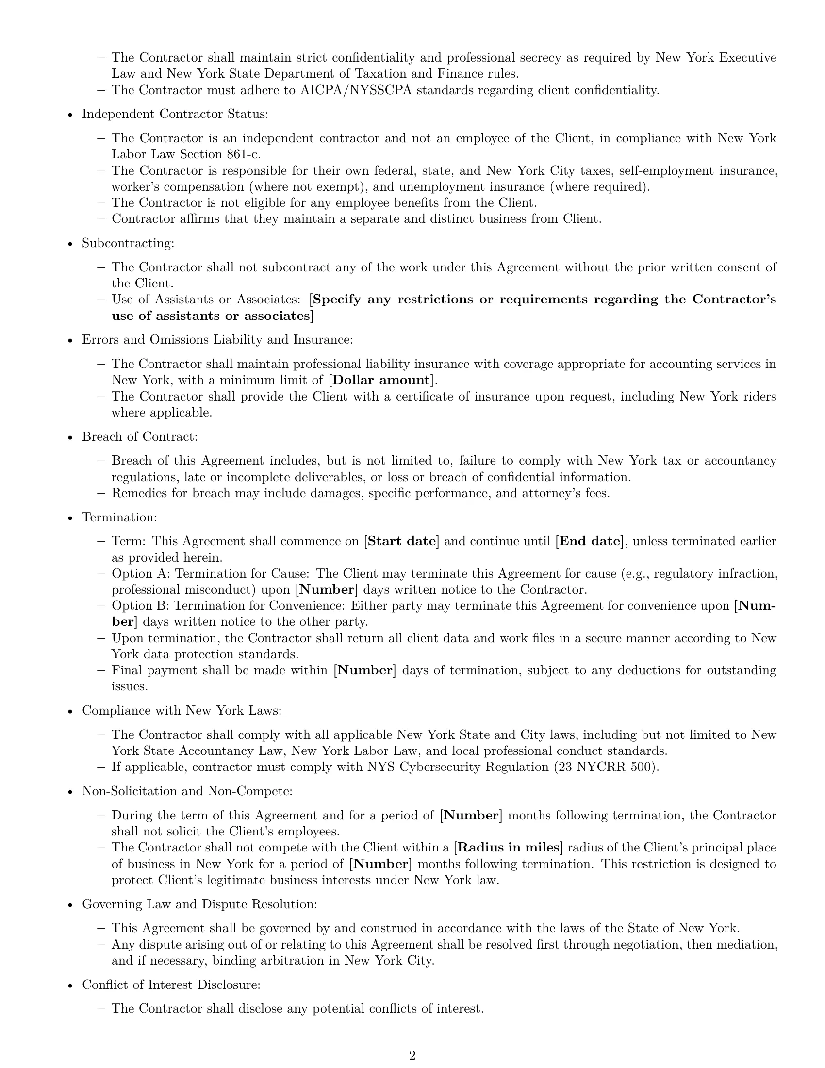 Preview page 2 of Free New York accounting independent contractor agreement template