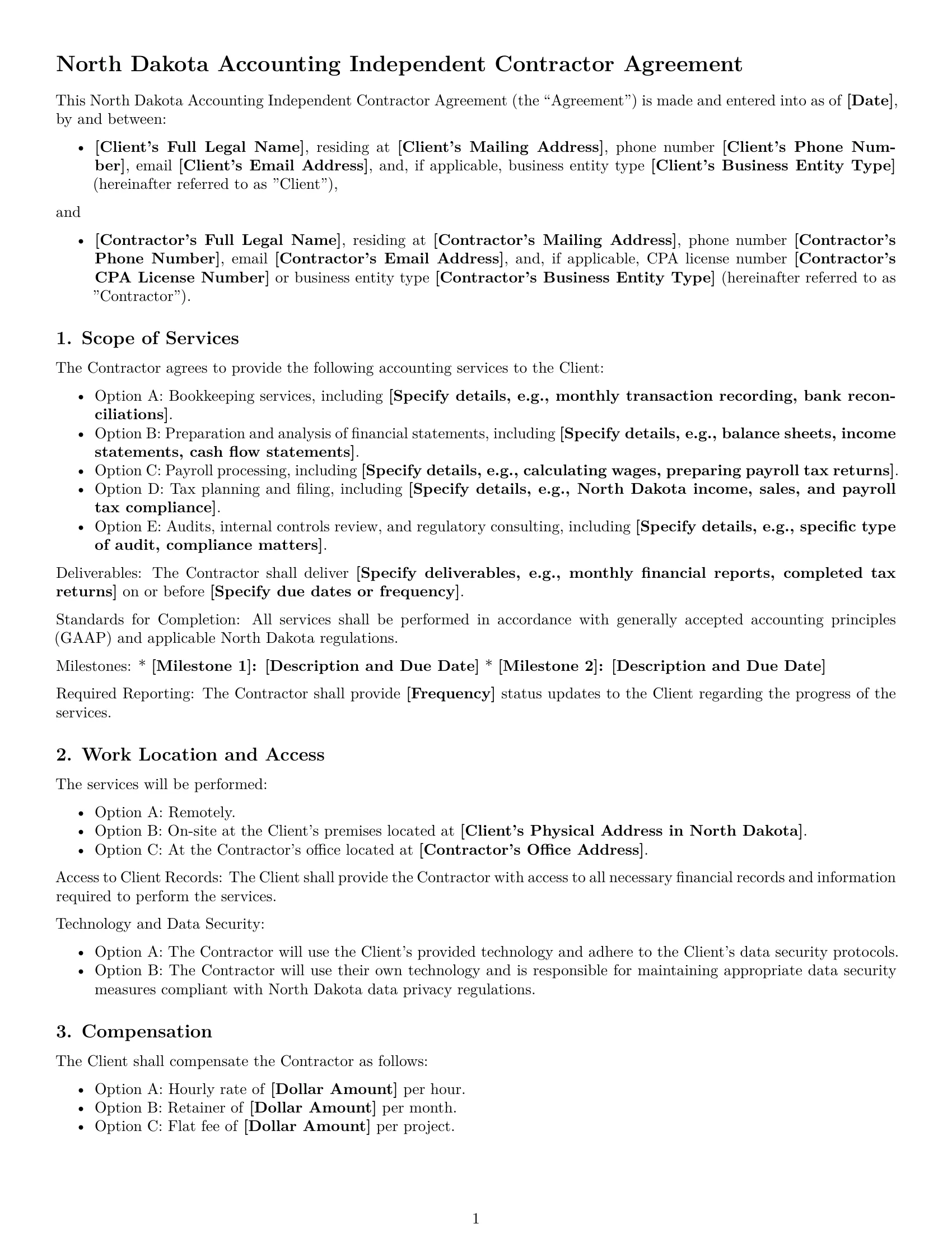 Preview page 1 of Free North Dakota accounting independent contractor agreement template