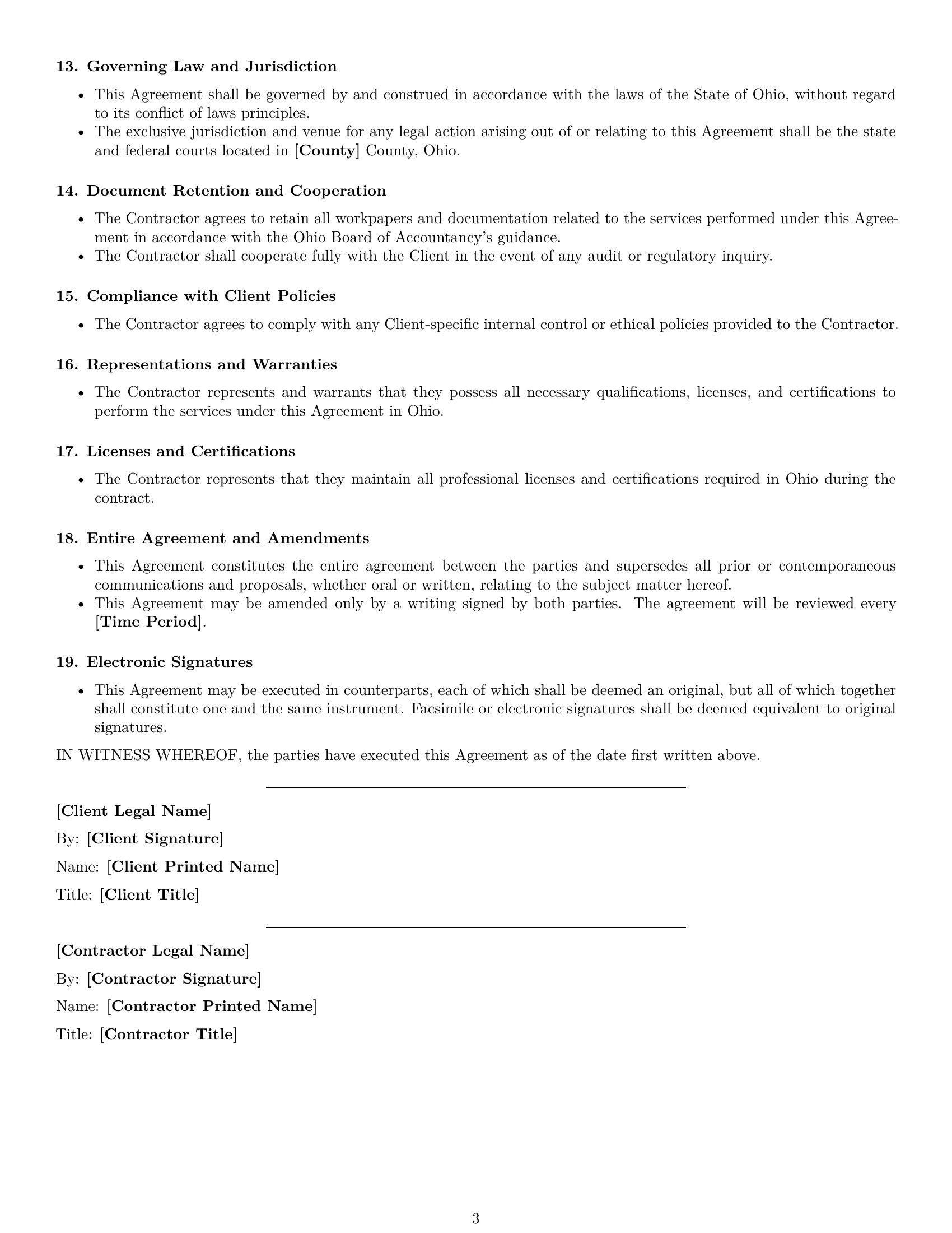 Preview page 3 of Free Ohio accounting independent contractor agreement template