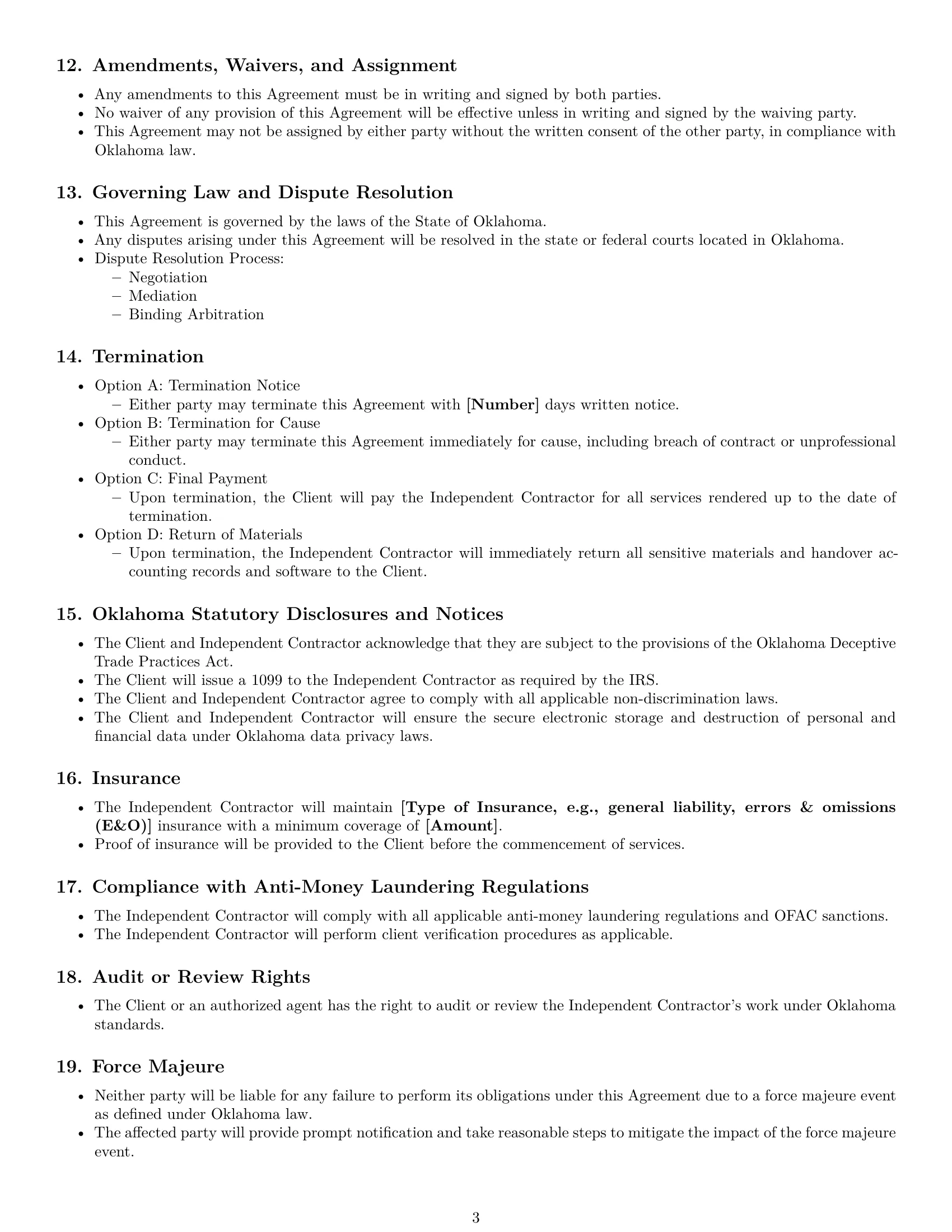 Preview page 3 of Free Oklahoma accounting independent contractor agreement template