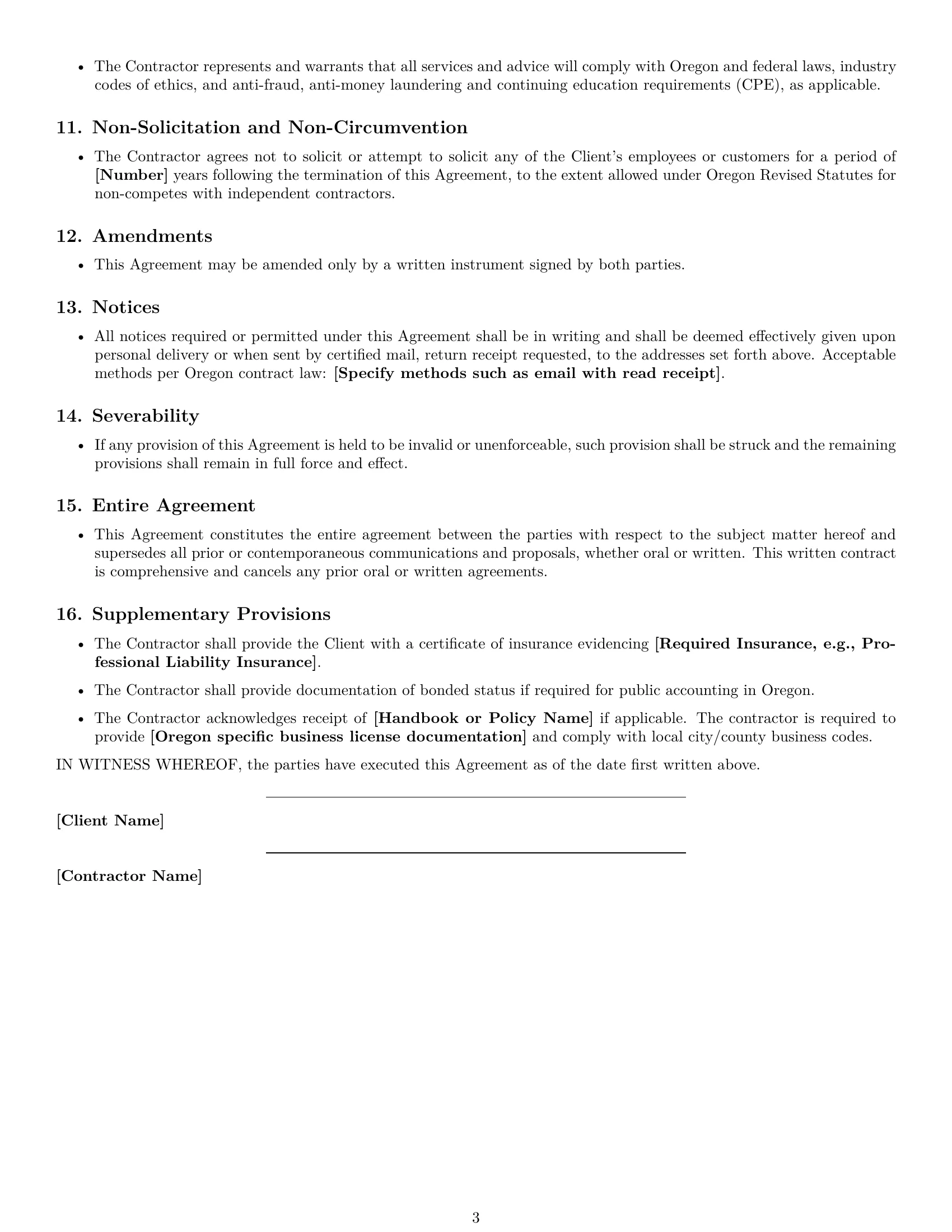 Preview page 3 of Free Oregon accounting independent contractor agreement template