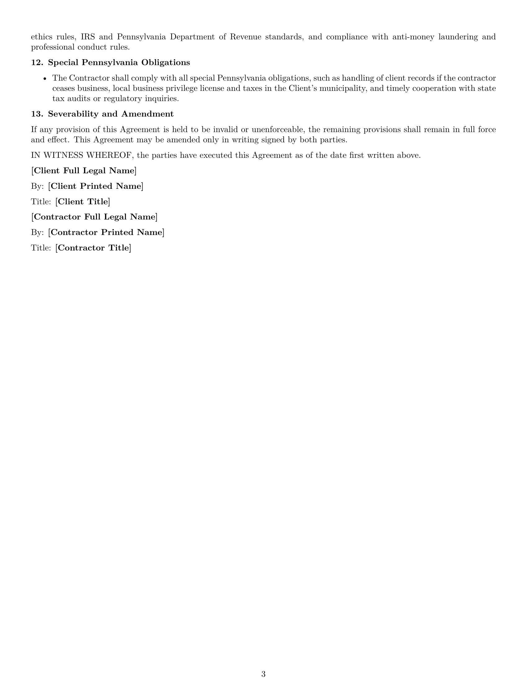 Preview page 3 of Free Pennsylvania accounting independent contractor agreement template