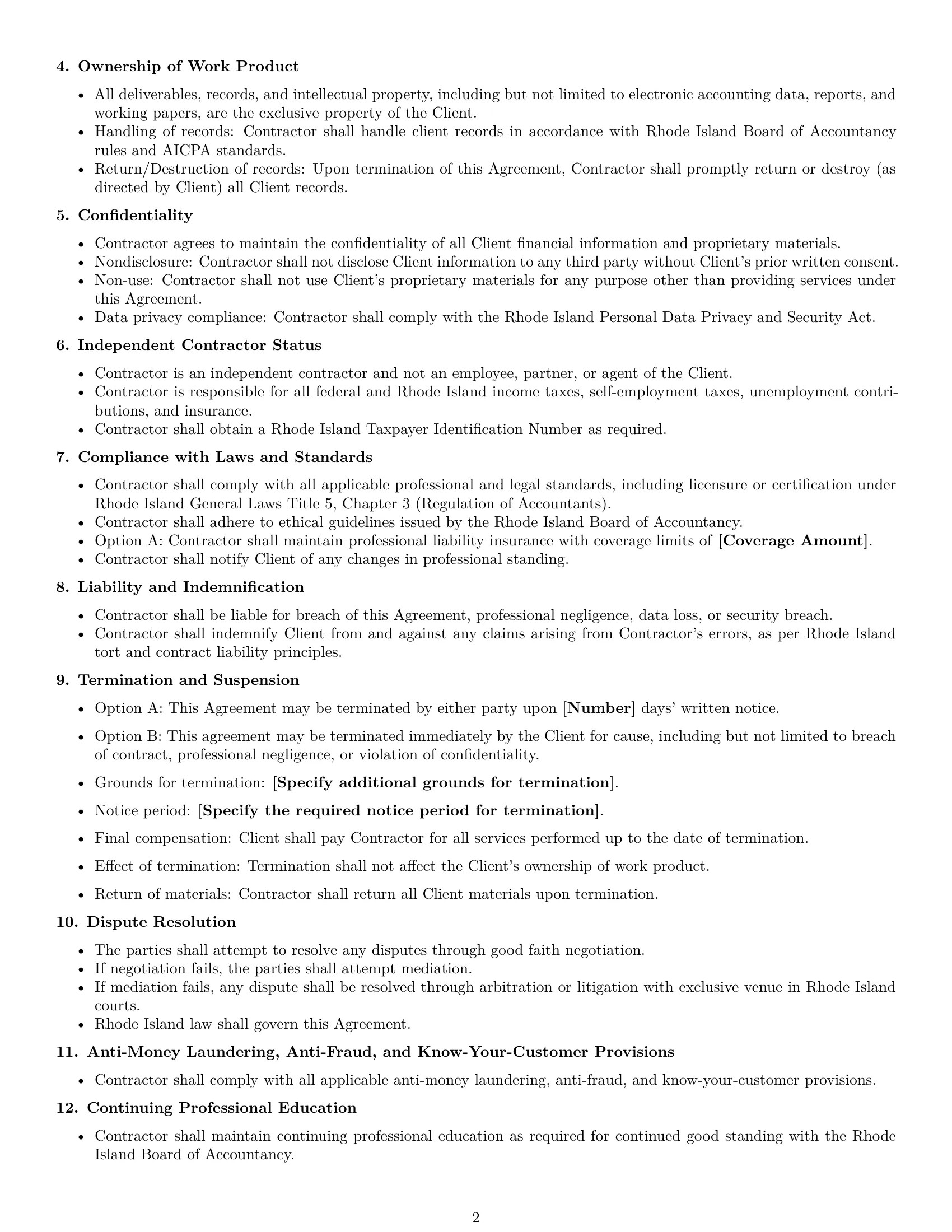 Preview page 2 of Free Rhode Island accounting independent contractor agreement template