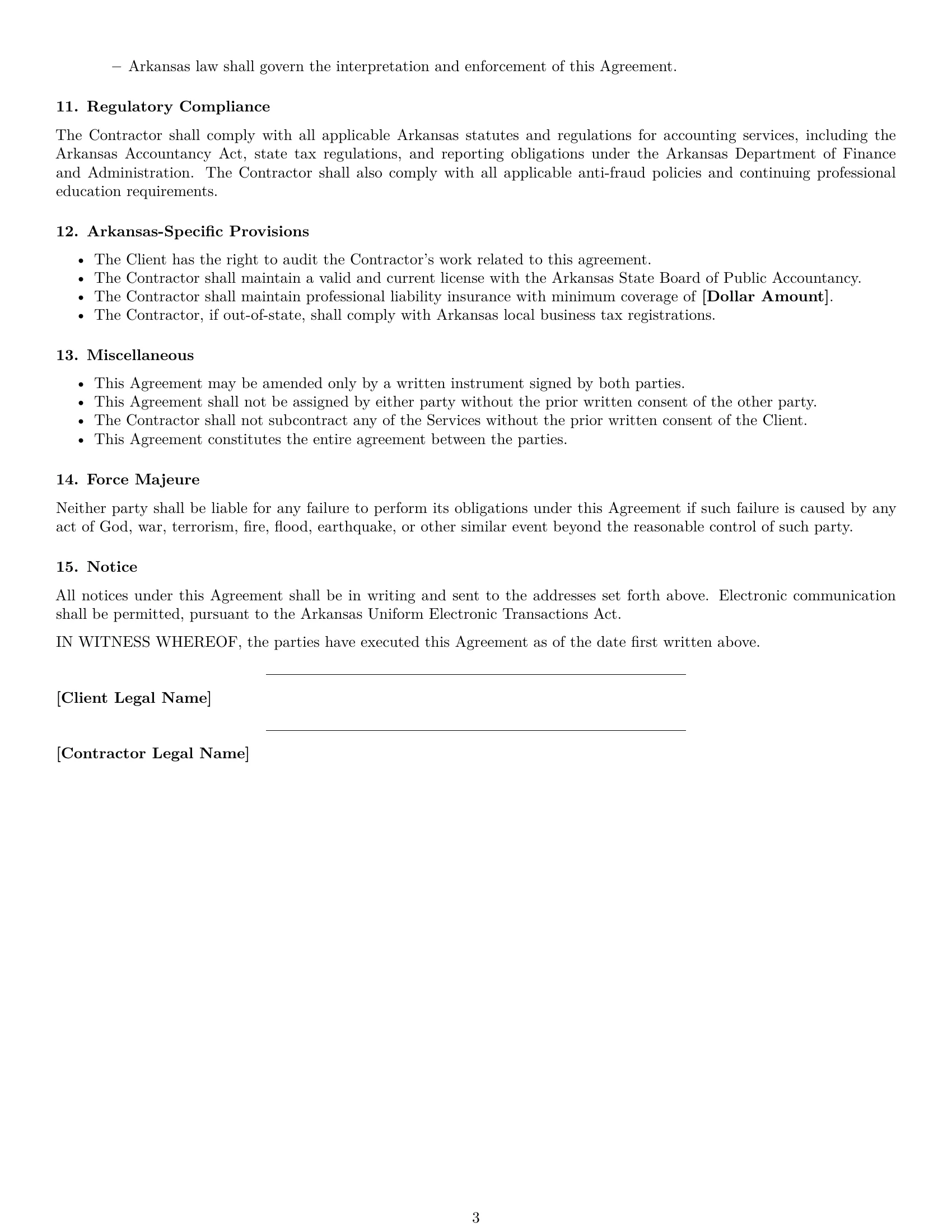 Preview page 3 of Free Arkansas accounting independent contractor agreement template