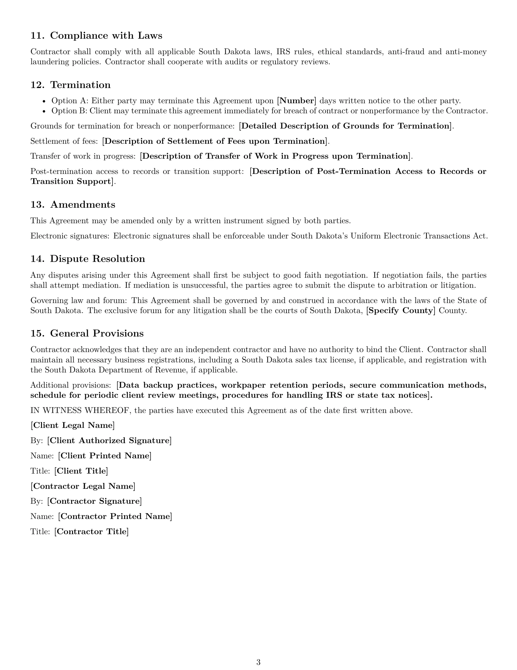 Preview page 3 of Free South Dakota accounting independent contractor agreement template