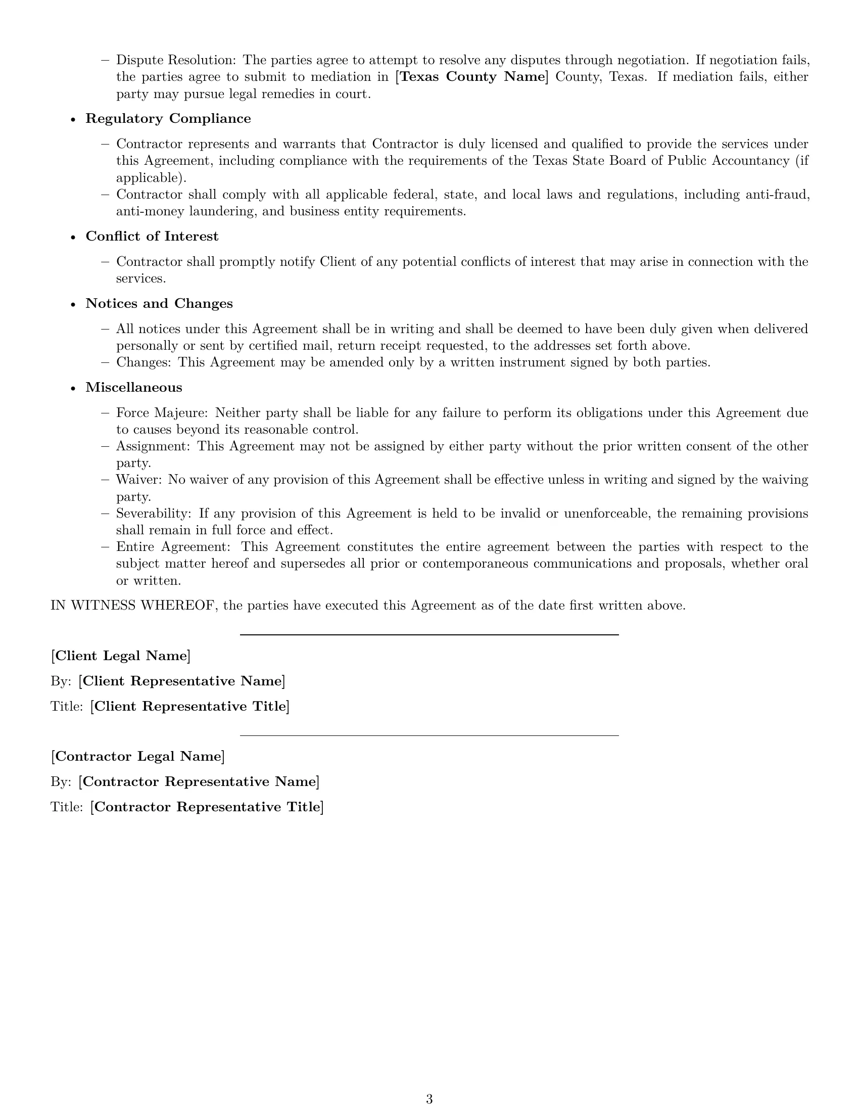 Preview page 3 of Free Texas accounting independent contractor agreement template