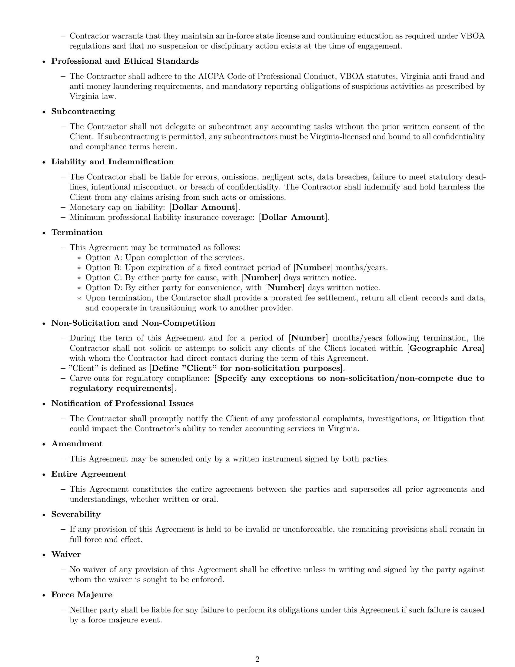 Preview page 2 of Free Virginia accounting independent contractor agreement template