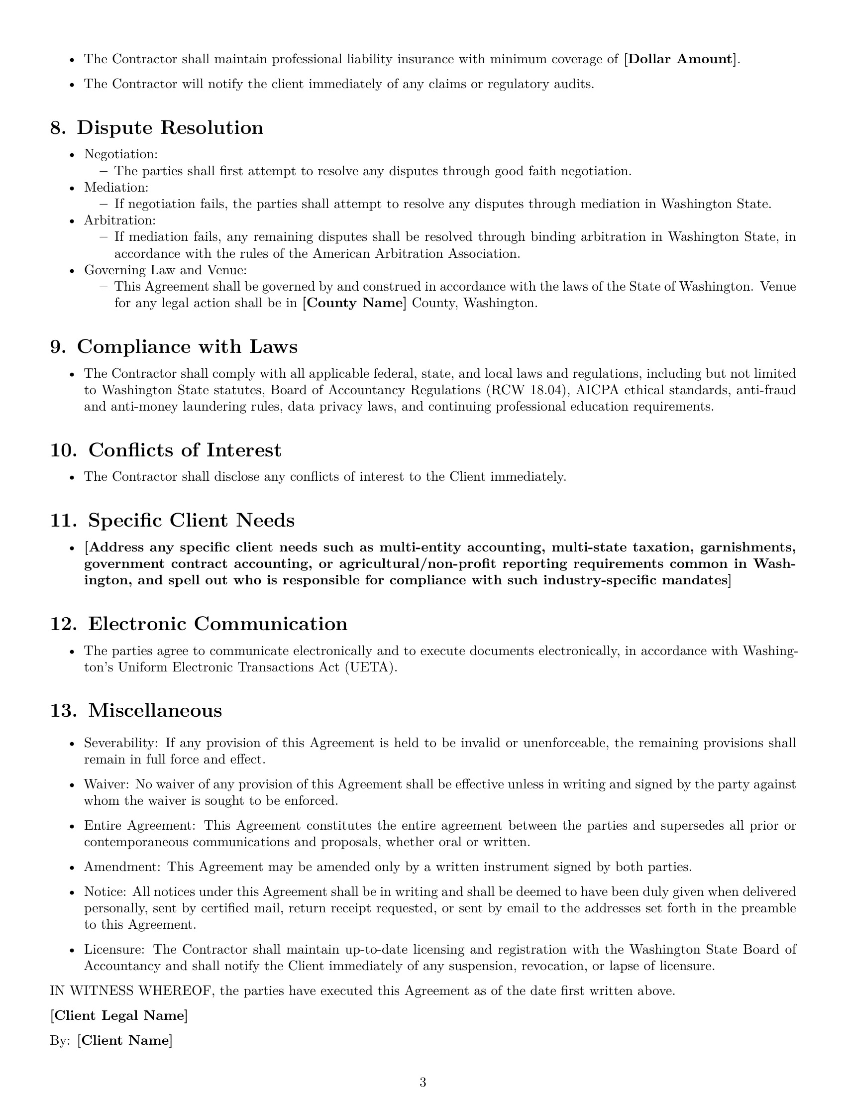 Preview page 3 of Free Washington accounting independent contractor agreement template