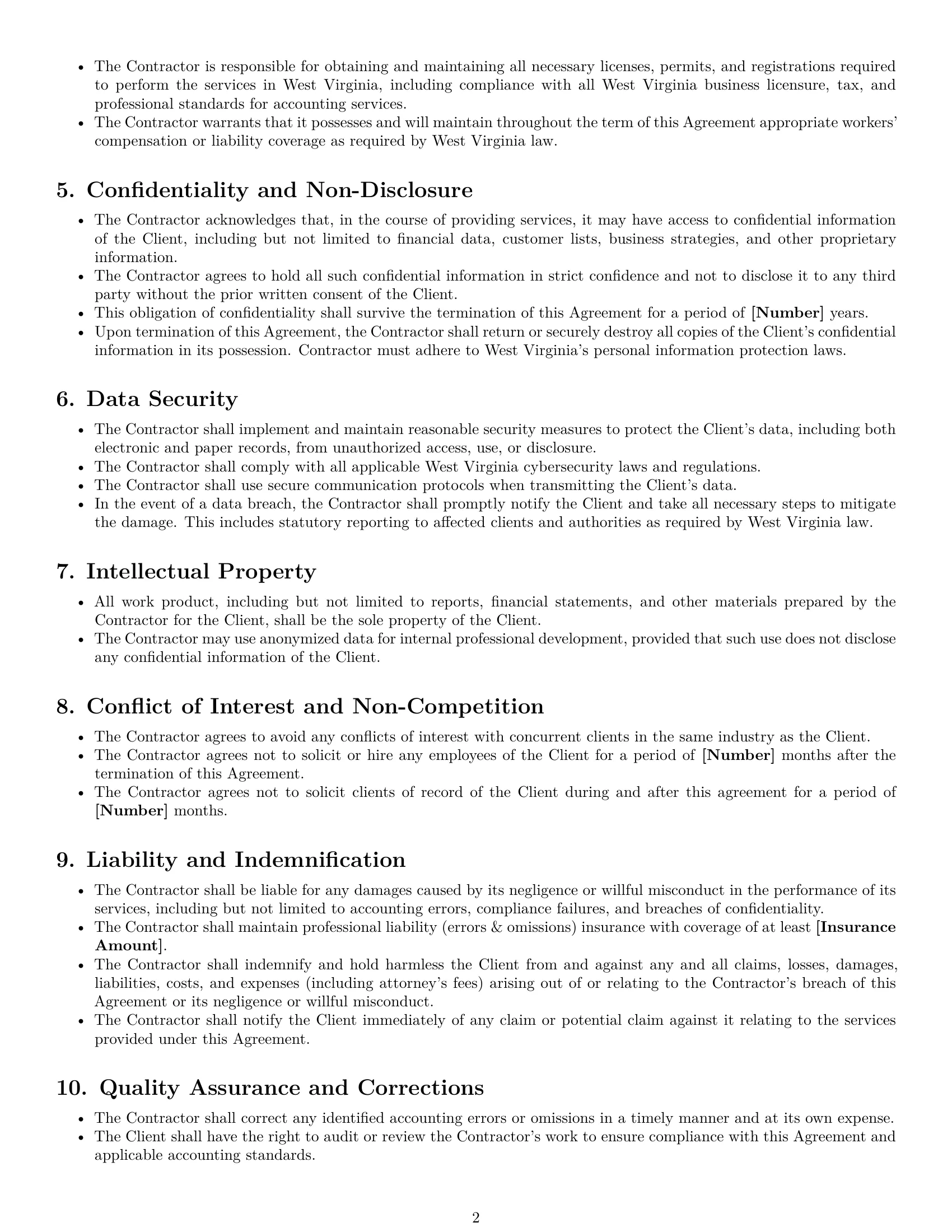 Preview page 2 of Free West Virginia accounting independent contractor agreement template
