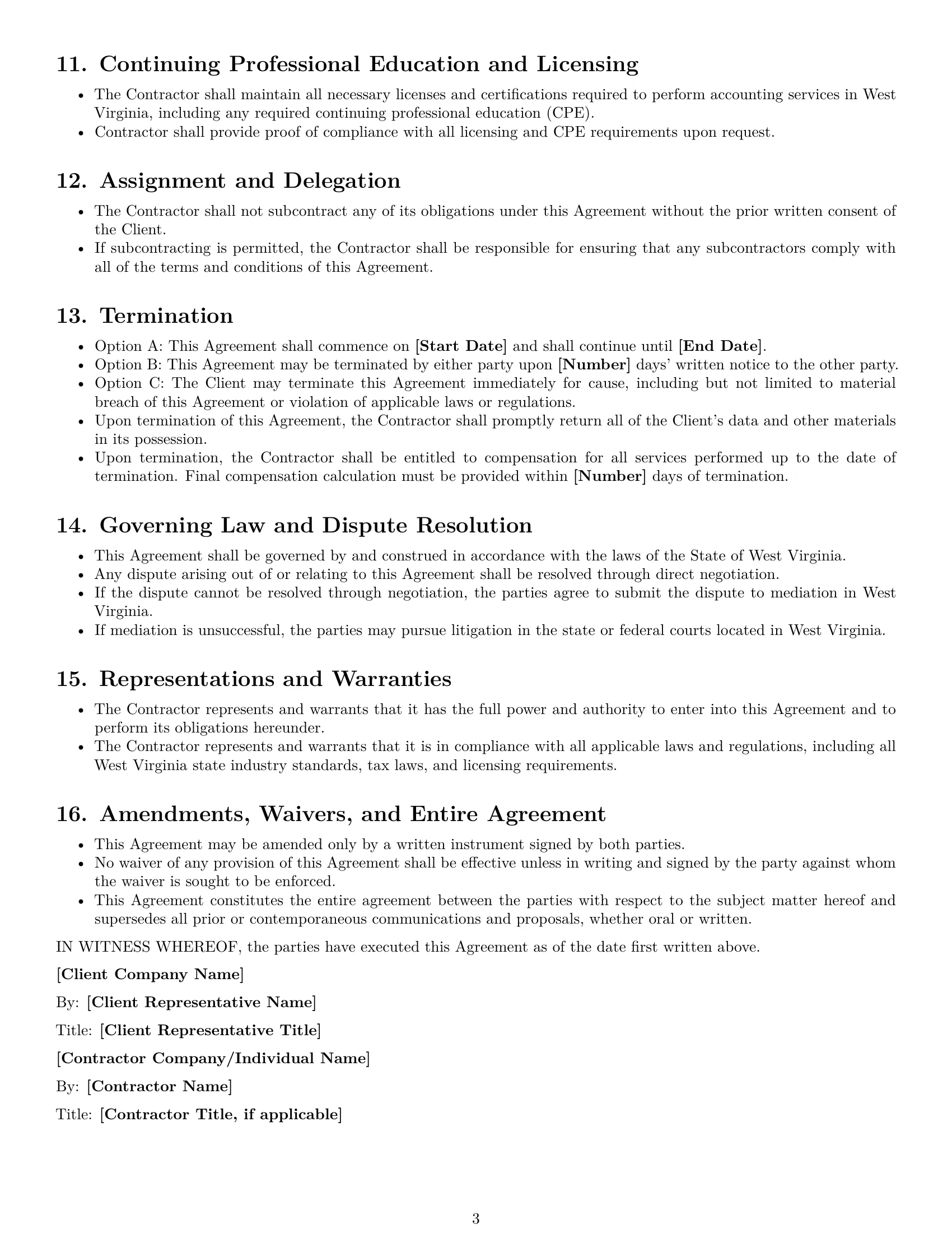 Preview page 3 of Free West Virginia accounting independent contractor agreement template