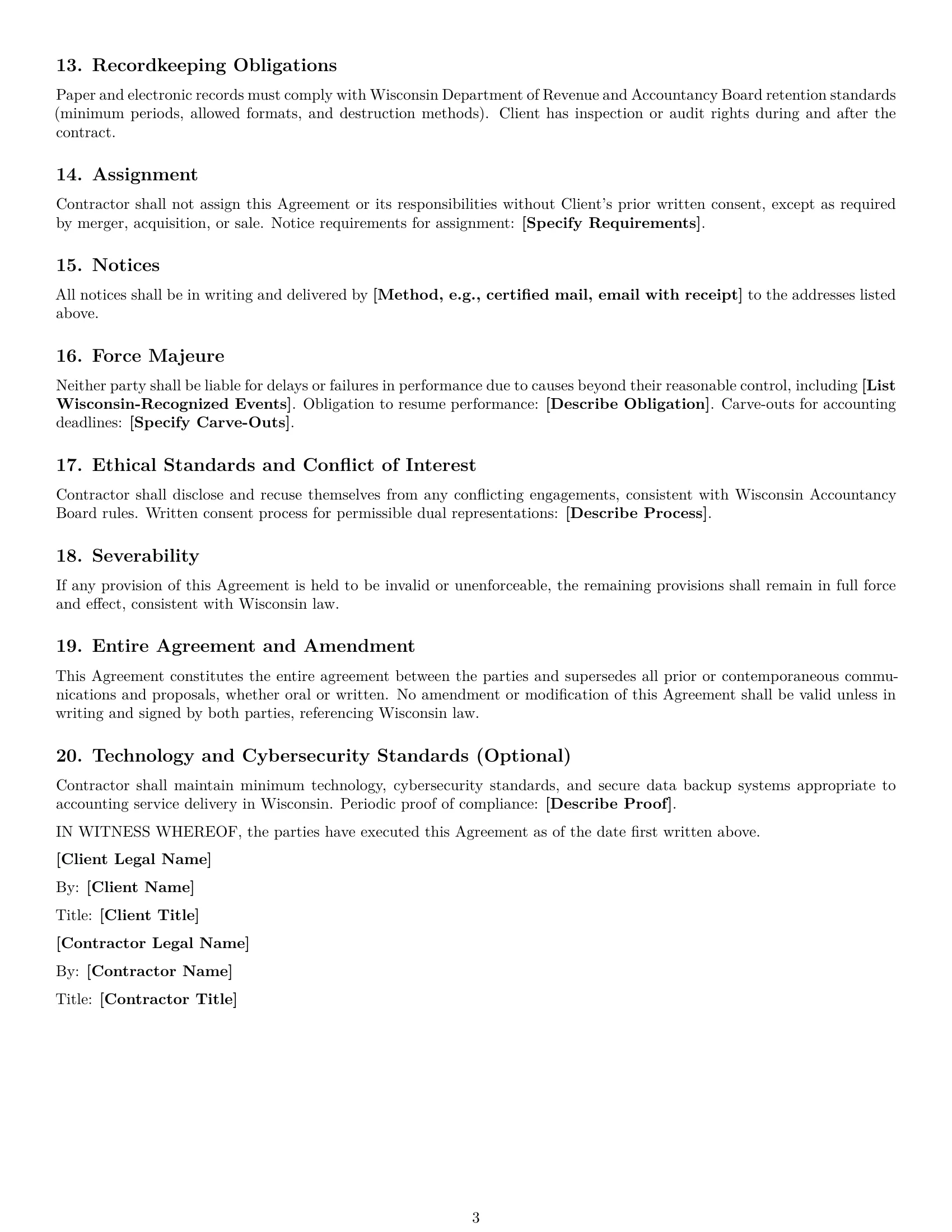 Preview page 3 of Free Wisconsin accounting independent contractor agreement template