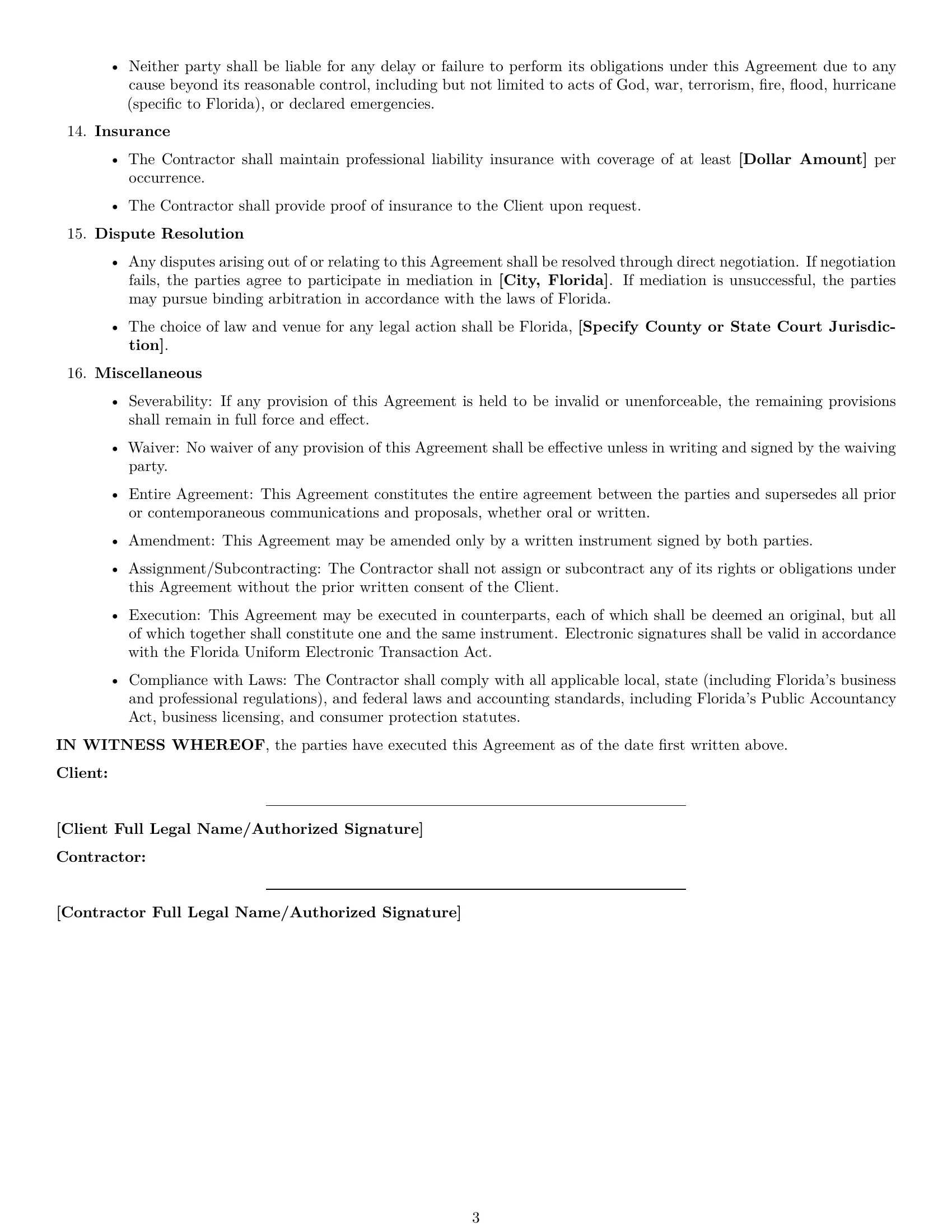 Preview page 3 of Free Florida accounting independent contractor agreement template