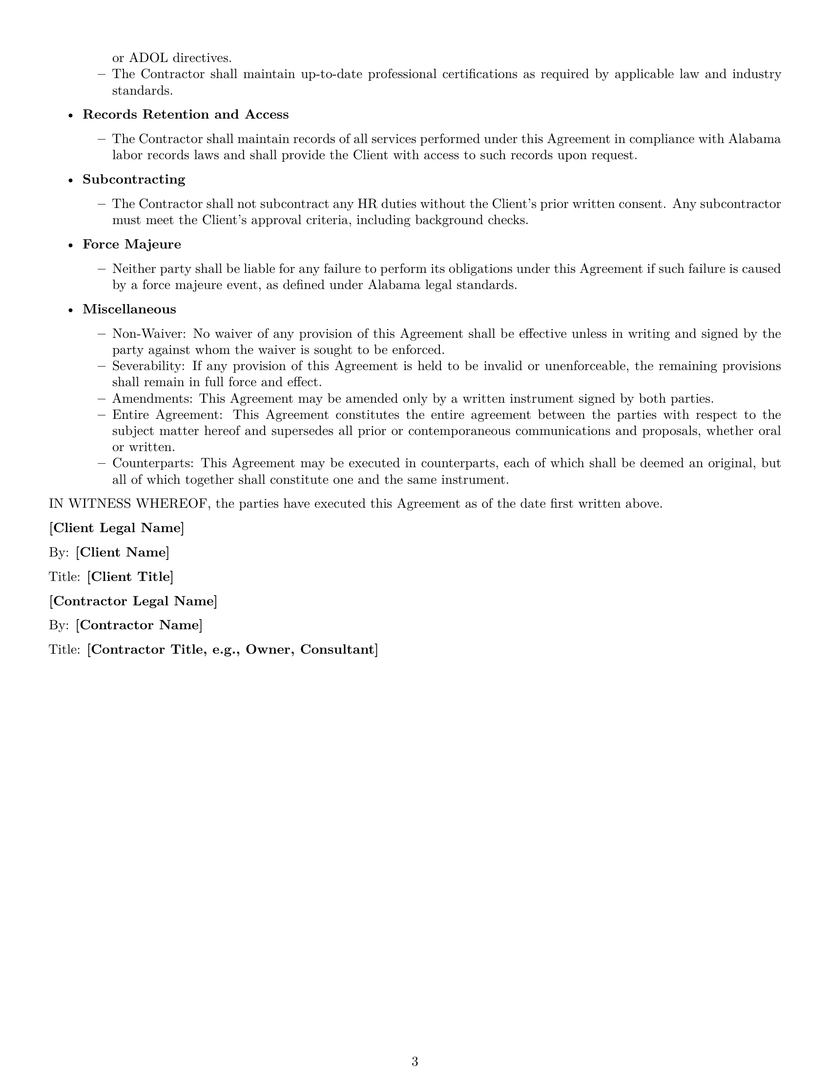 Preview page 3 of Free Alabama hr independent contractor agreement template