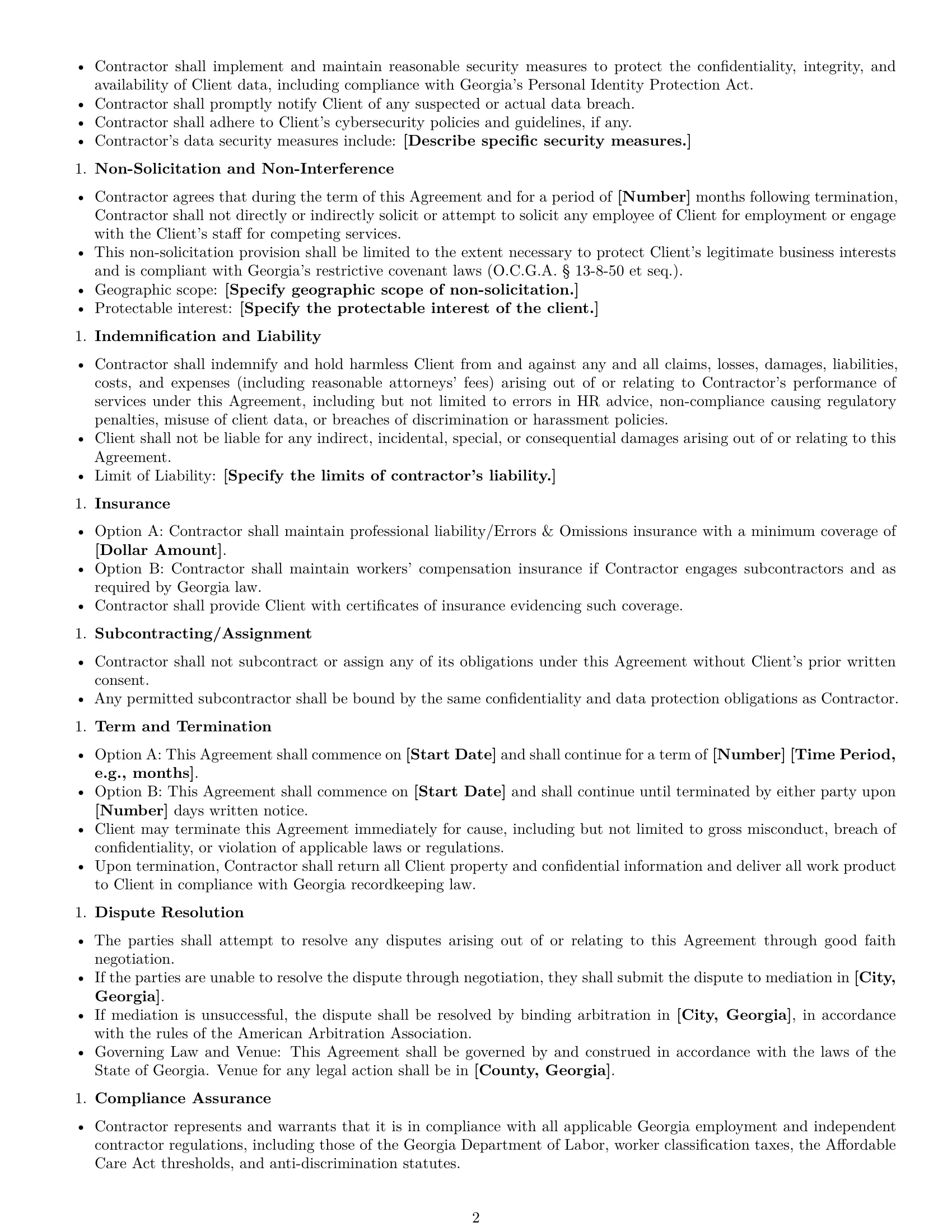 Preview page 2 of Free Georgia hr independent contractor agreement template