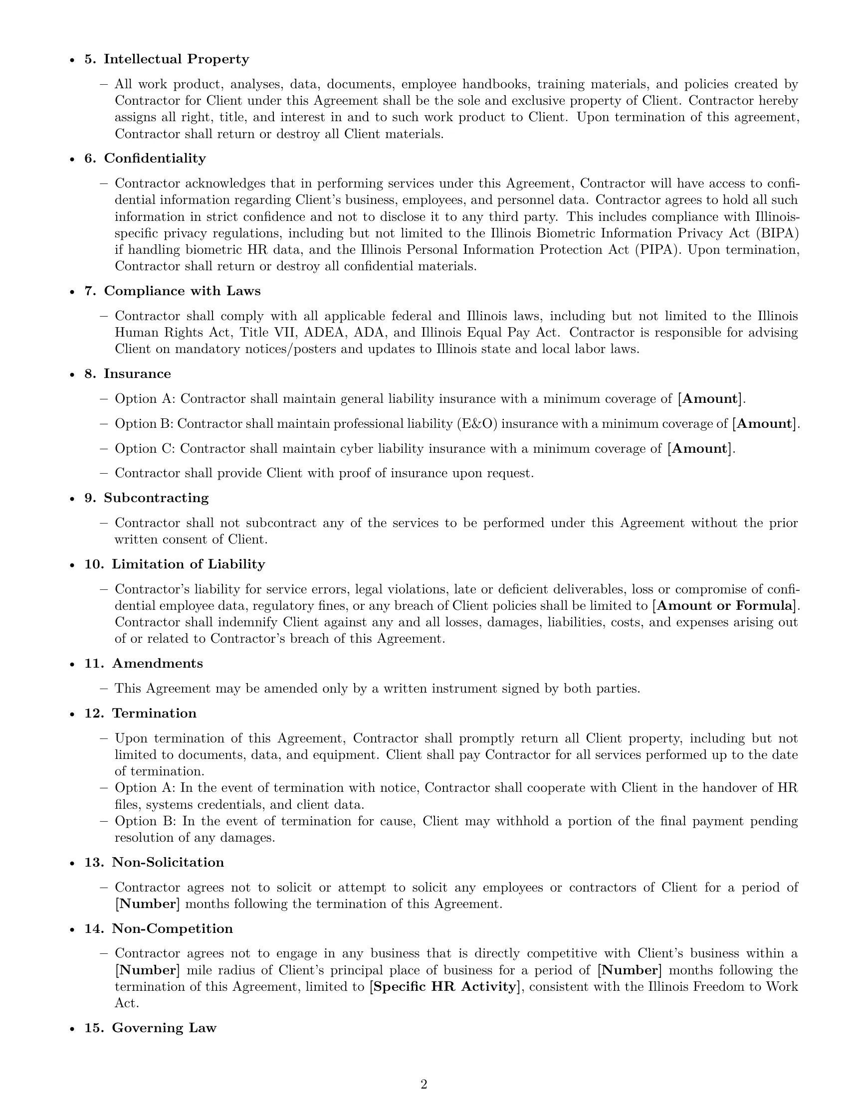 Preview page 2 of Free Illinois hr independent contractor agreement template