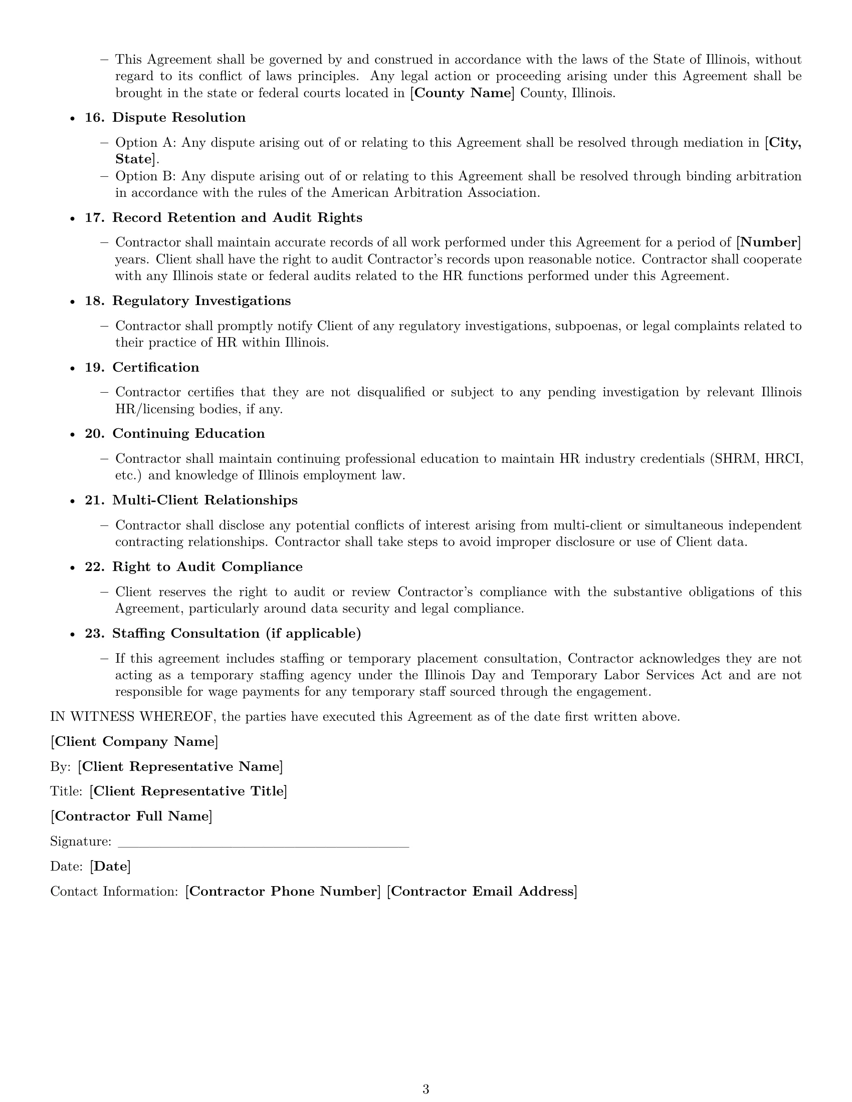 Preview page 3 of Free Illinois hr independent contractor agreement template