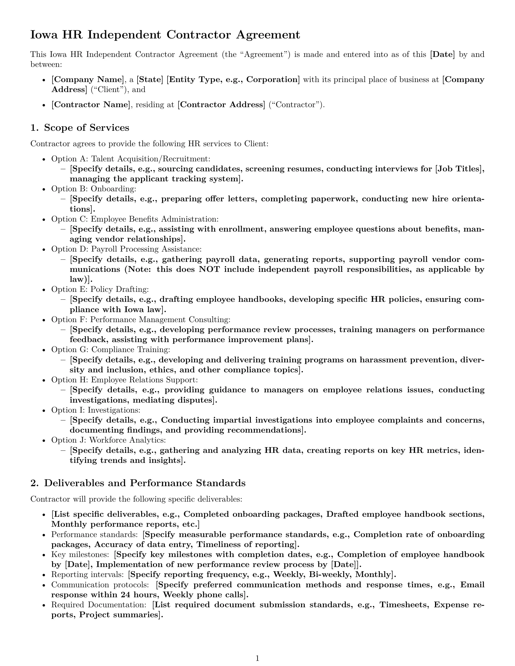 Preview page 1 of Free Iowa hr independent contractor agreement template