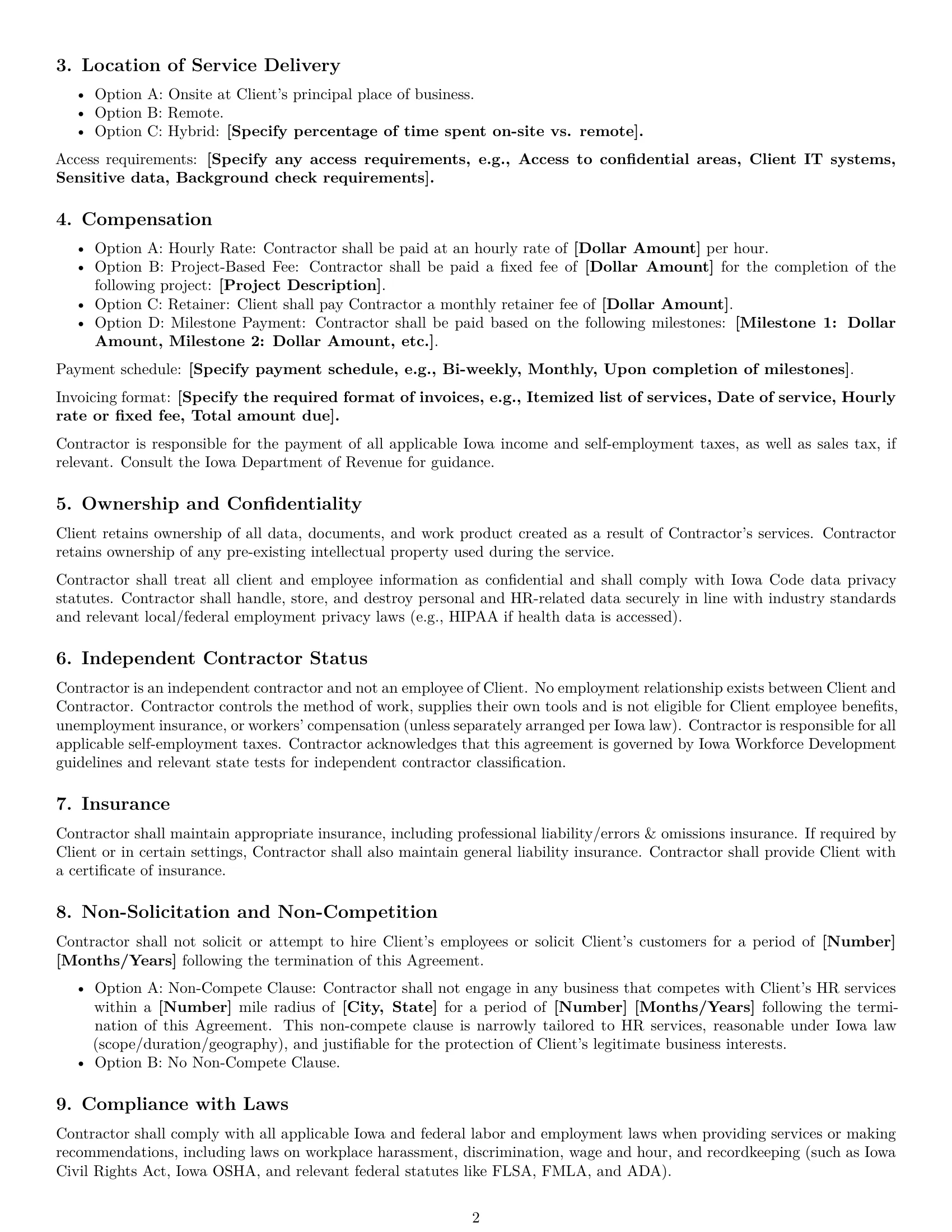 Preview page 2 of Free Iowa hr independent contractor agreement template