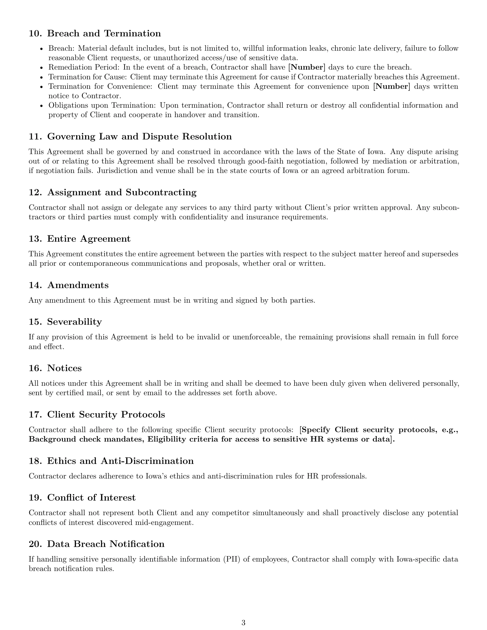 Preview page 3 of Free Iowa hr independent contractor agreement template