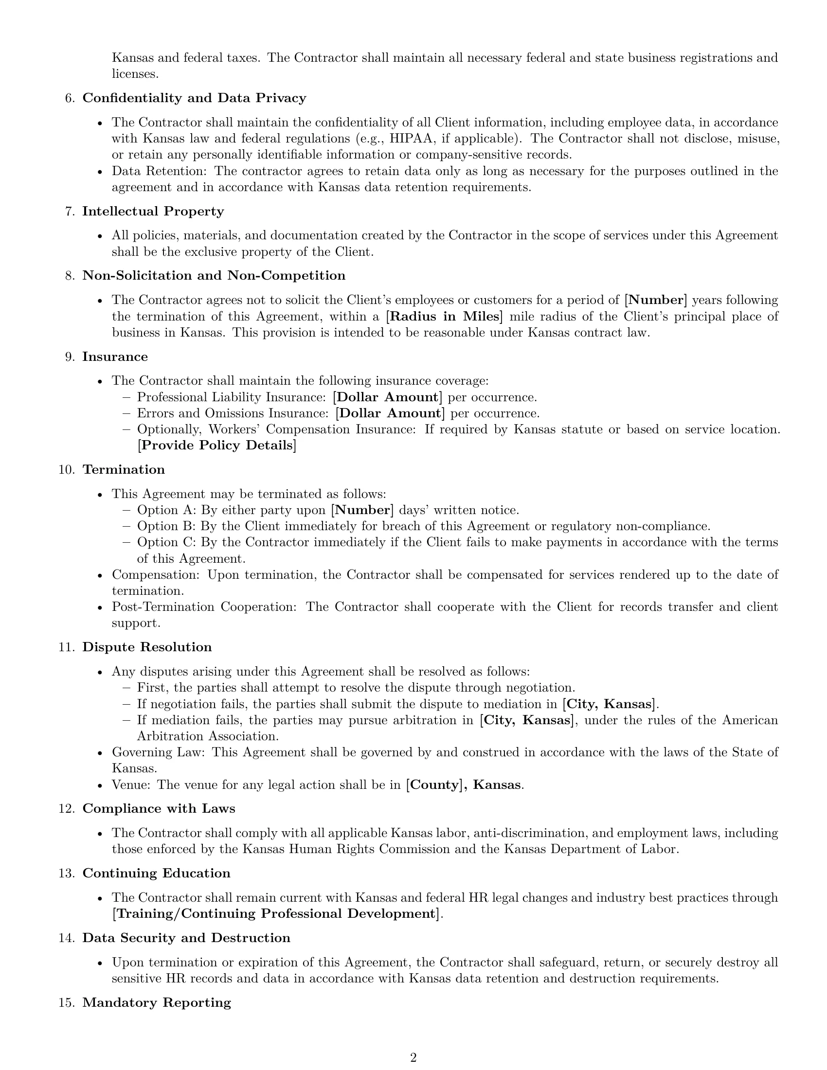 Preview page 2 of Free Kansas hr independent contractor agreement template
