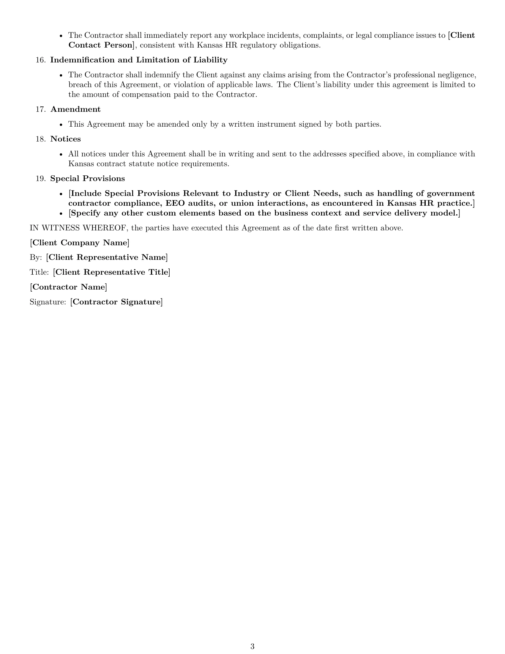 Preview page 3 of Free Kansas hr independent contractor agreement template