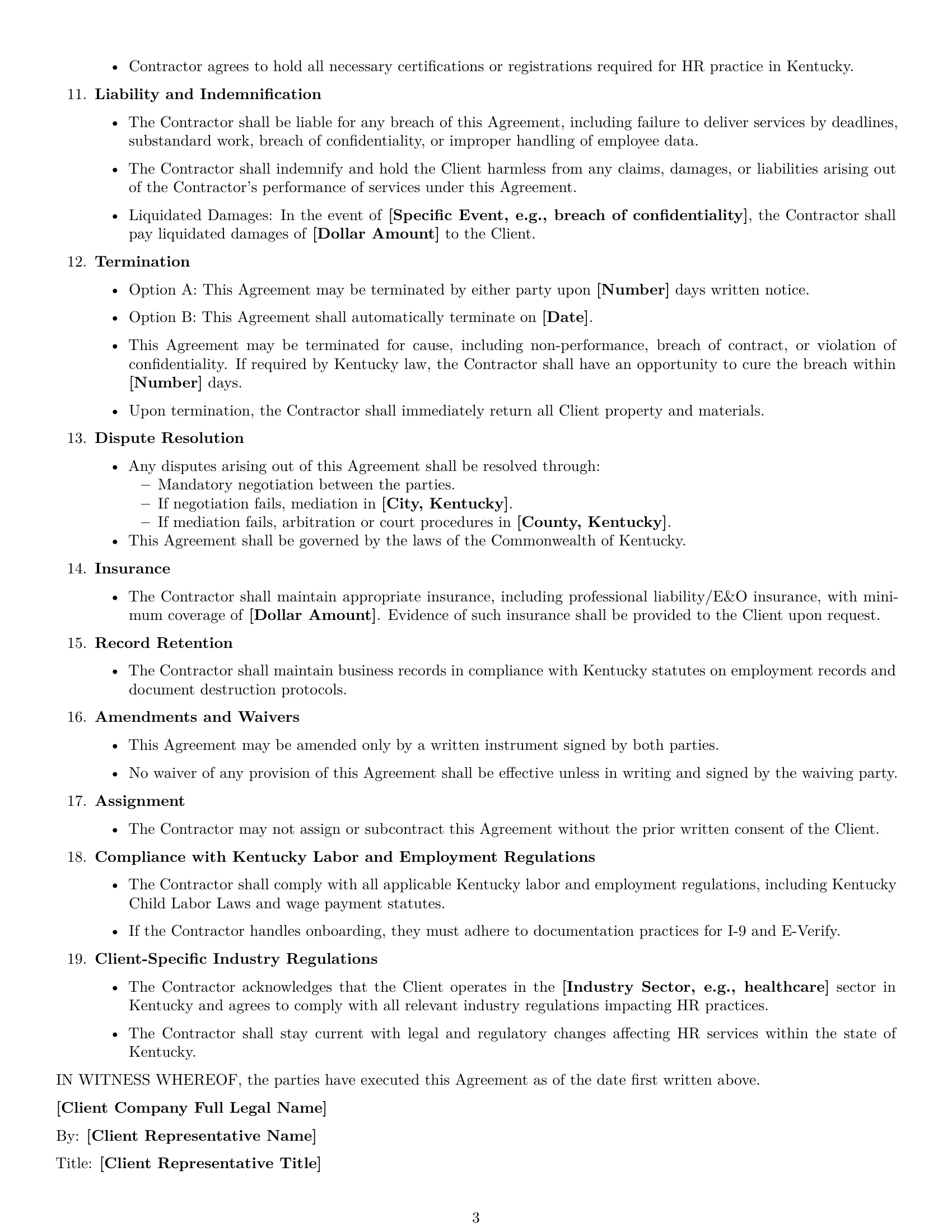 Preview page 3 of Free Kentucky hr independent contractor agreement template
