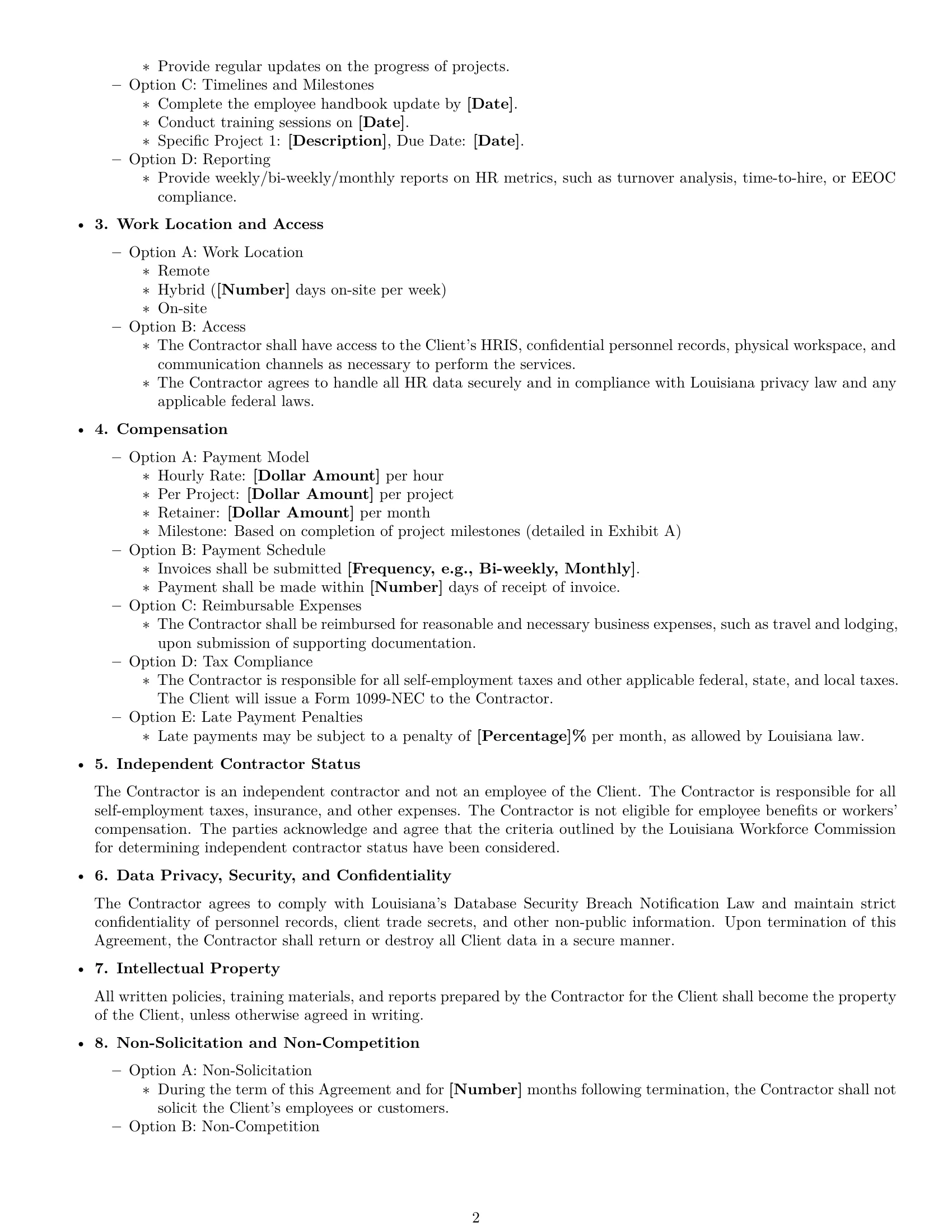 Preview page 2 of Free Louisiana hr independent contractor agreement template