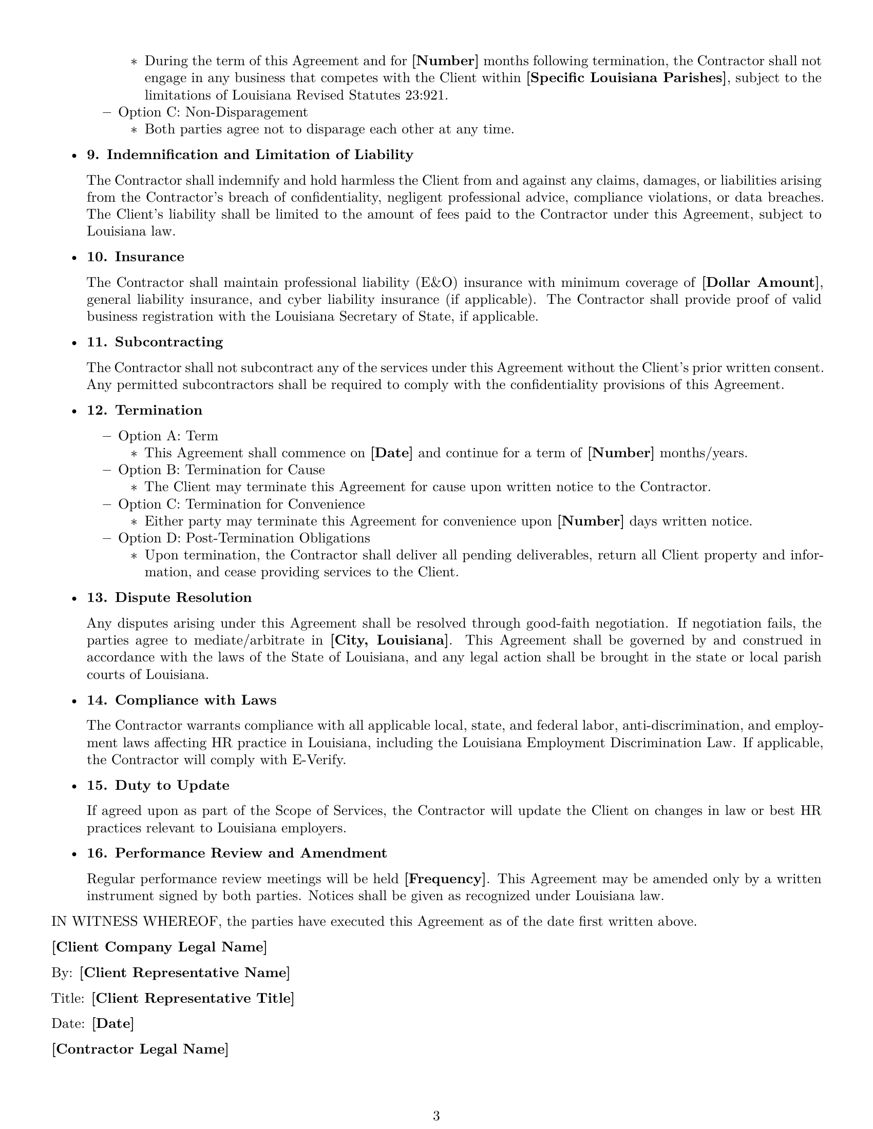 Preview page 3 of Free Louisiana hr independent contractor agreement template