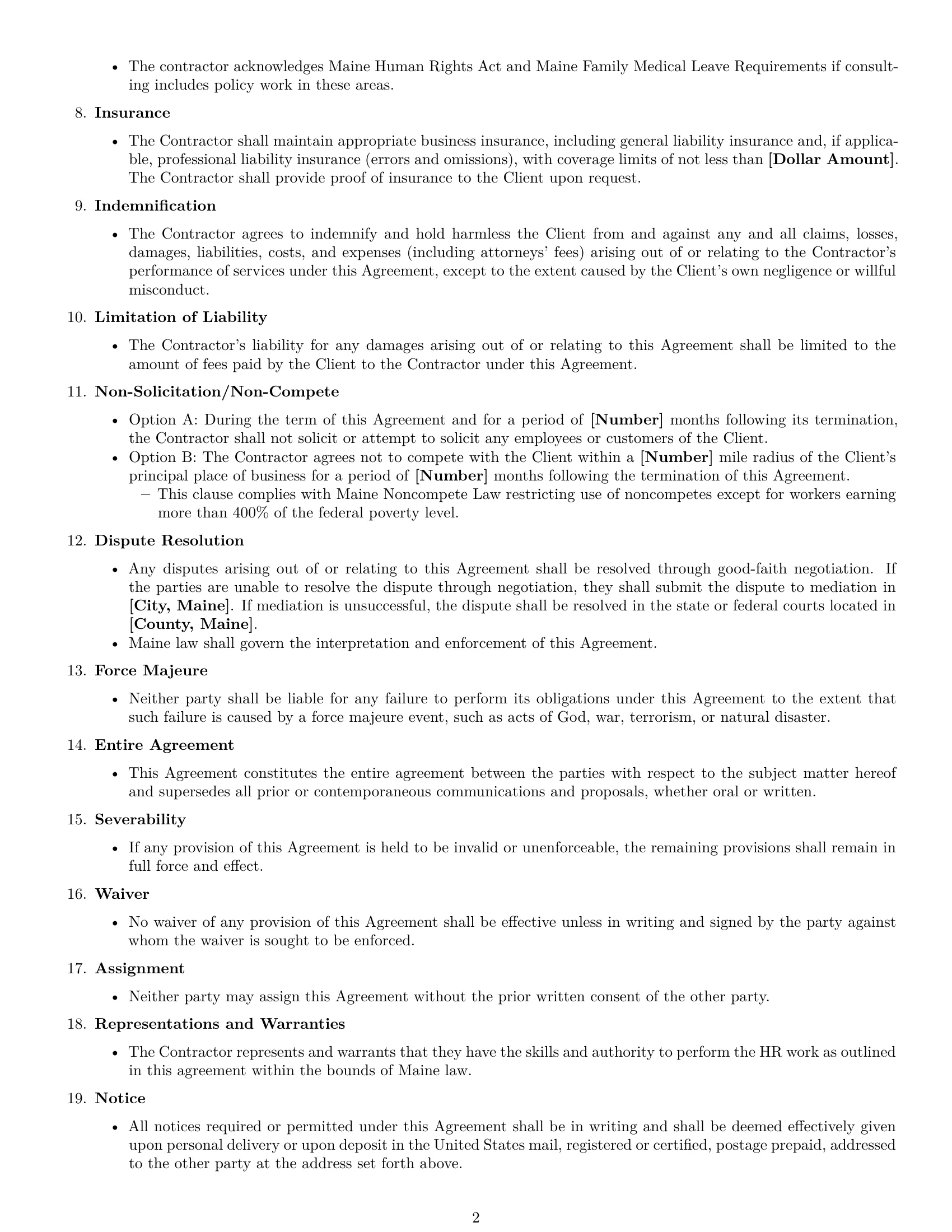 Preview page 2 of Free Maine hr independent contractor agreement template