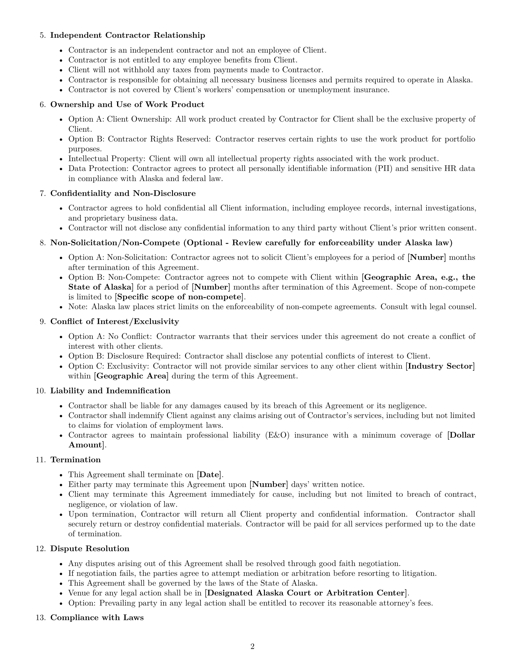 Preview page 2 of Free Alaska hr independent contractor agreement template